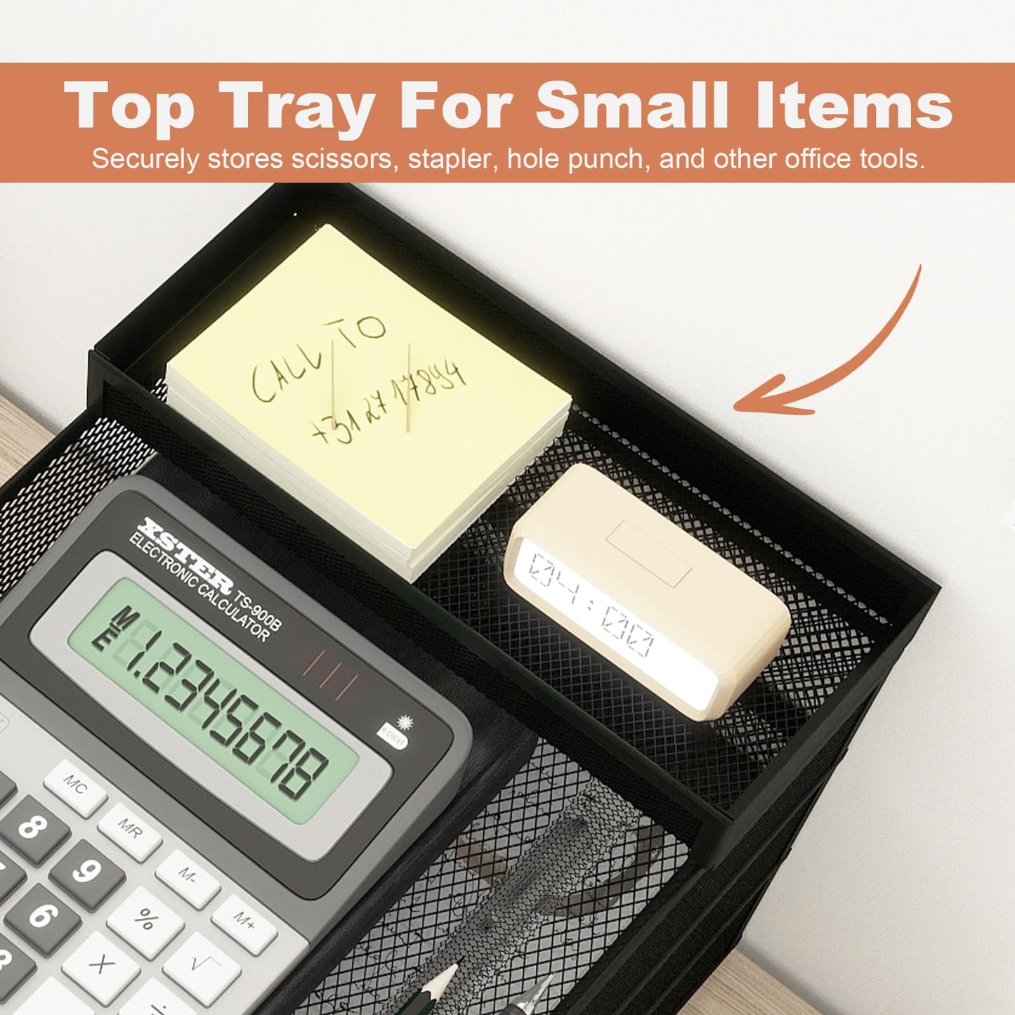 Natwind 4 Tier Stackable Paper Trays for Letter Documents, Desktop File Organizers for Office Supplies, Metal Mesh Desk Organizer，Office Organizer，Letter Trays for Home, Office, School，Black