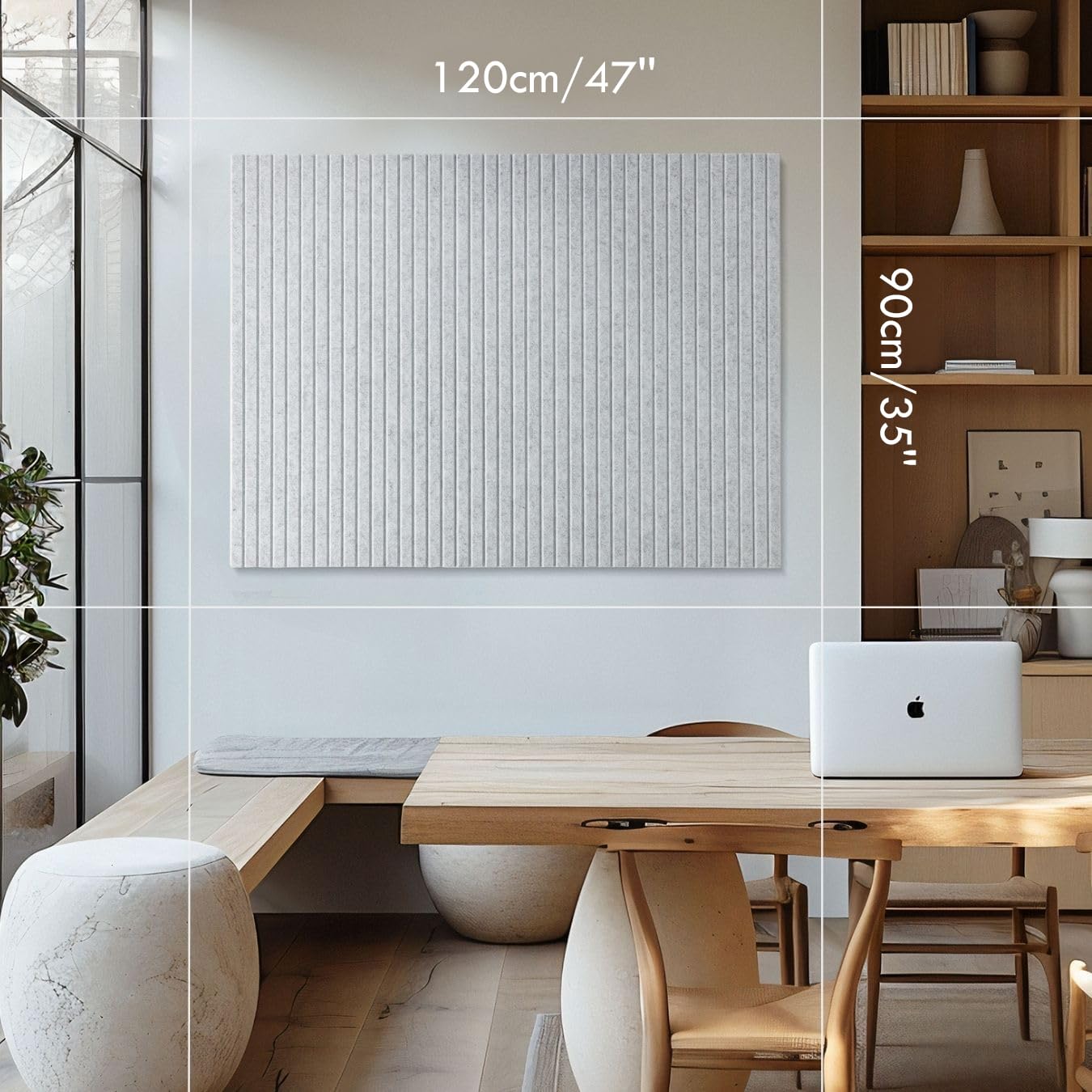 InnoStars Large Cork Board Alternative, 47" x 35" 12 Pack Felt Wall Tiles with Safe Removable Adhesive Tabs and 50 Push Pins - Pin Board for Office - Light Grey