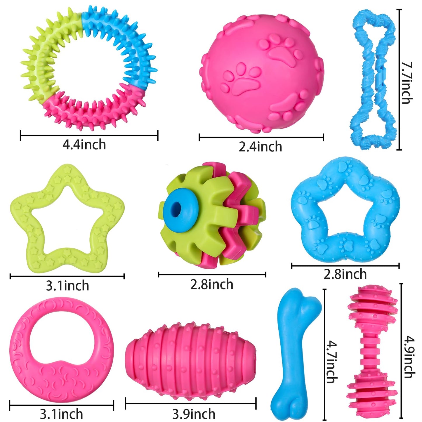 Sanwuta 30pcs Puppy Dog Toy Bulk for Aggressive Chew Rubber Pet Teething Toy for Small Dog Cute Soft Durable Interactive Gift Supplies for Outdoor Play Breed Accessories