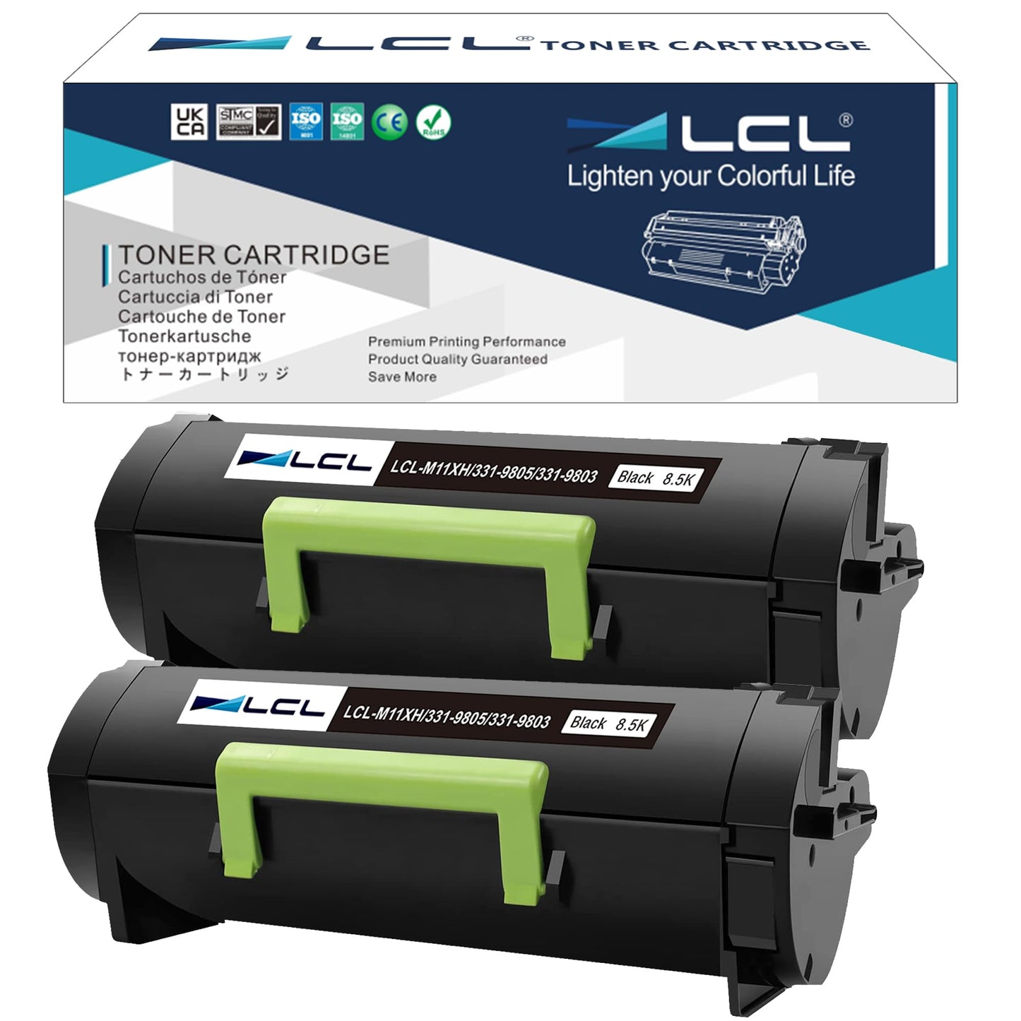 LCL Compatible Toner Cartridge for Dell M11XH 331-9805 331-9803 311-9805 C3NTP B2360d 8500 Pages (2-Pack Black) for Dell B2360d B2360dn B3460dn B3465dn B3465dnf