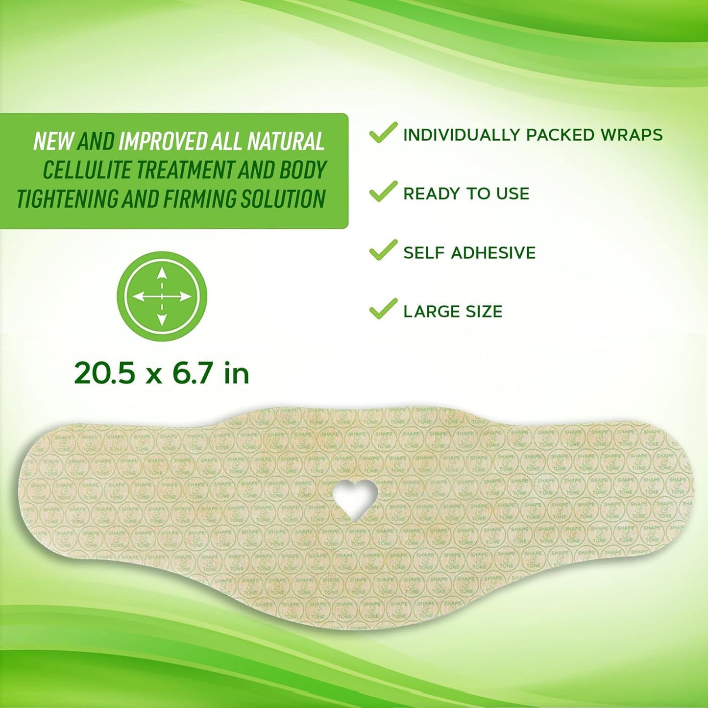 Body Wrap by Shape and Tone – Firming and Shaping Contouring Patch Body Wrap – New Improved Anti Cellulite Solution (15 WRAPS)