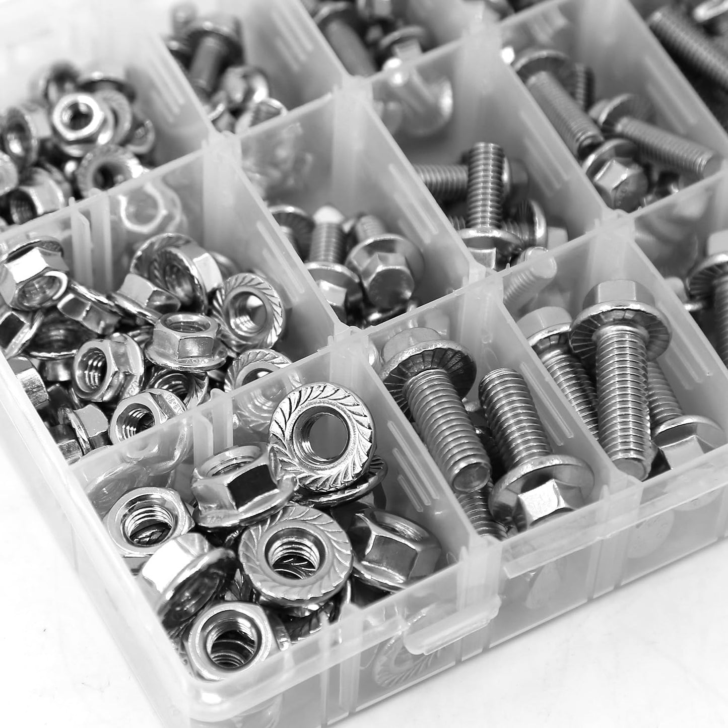 YEEZET 240PCS M5 M6 M8 Flanged Bolts and Nuts Kit,Stainless Steel 304 Metric Flanged Hex Screws Nuts Includes 14 Most Common Sizes