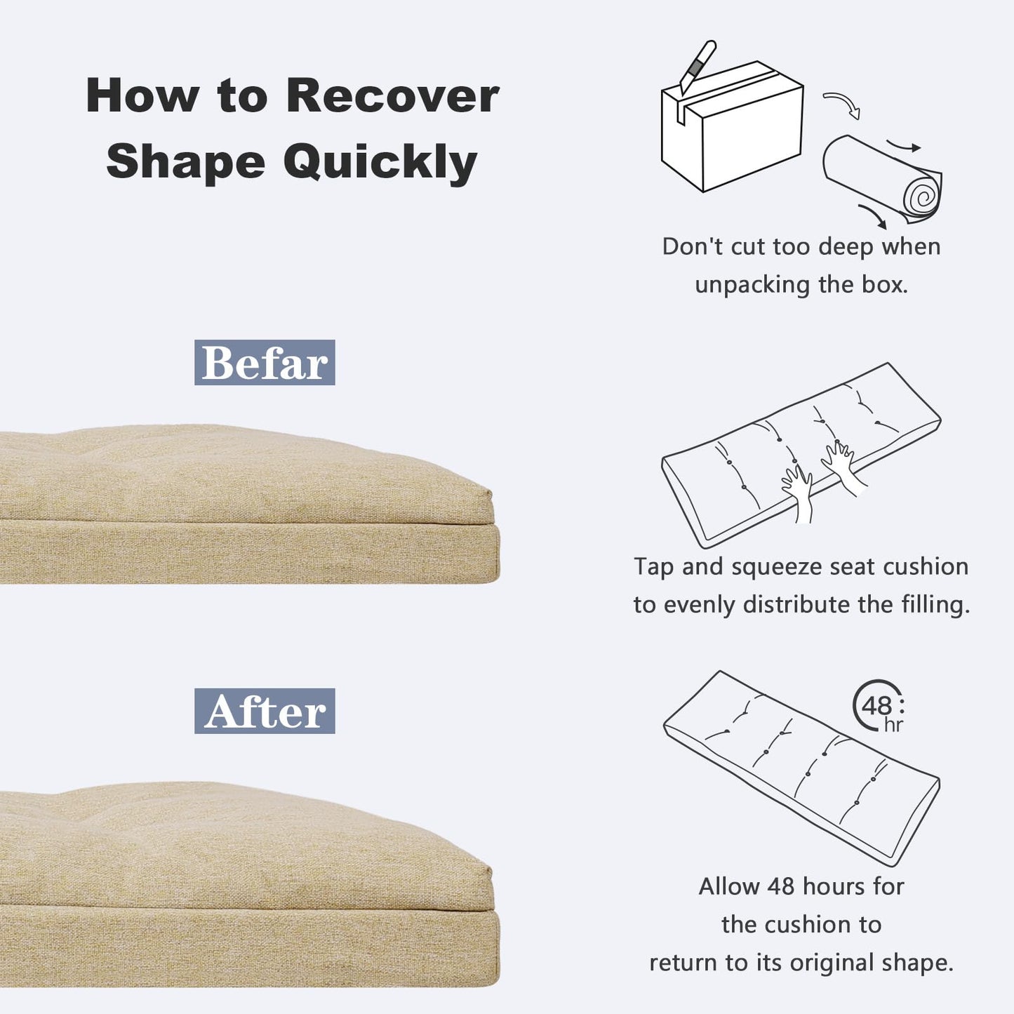 baibu 40 Inch Dual-Layer Patent Design Memory Foam Bench Cushion, Non-Slip Indoor Rectangle Bench Seat Cushion Standard Size Foam Pad with Machine Washable Cover (Beige, 40x16x3in)