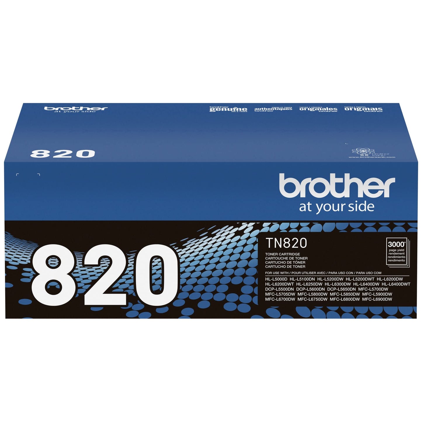 Brother original TN820 Standard Yield Black Toner Cartridge, original toner replacement cartridges, for Brother laser printers HL-L5000D, HL-L6200DW, HL-L6400DW, MFC-L5700DW, MFC-L5800DW and more