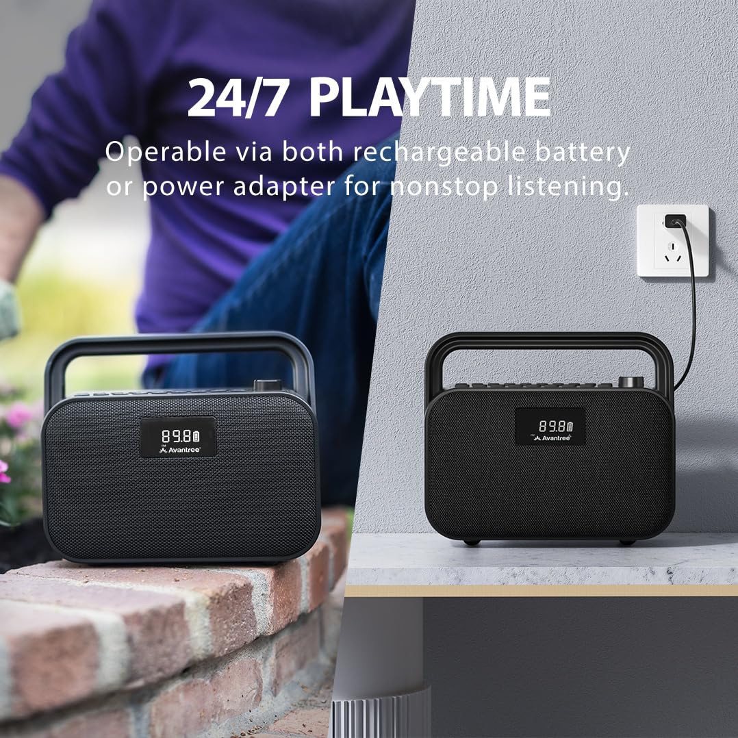 Avantree PowerByte - Portable Powerful 30W Stereo Bluetooth Speakers with Digital FM Radio & SD Card Player, 20hr Rechargeable Playtime, and Extended Range, Wireless & Wired Speaker & U Disk Player