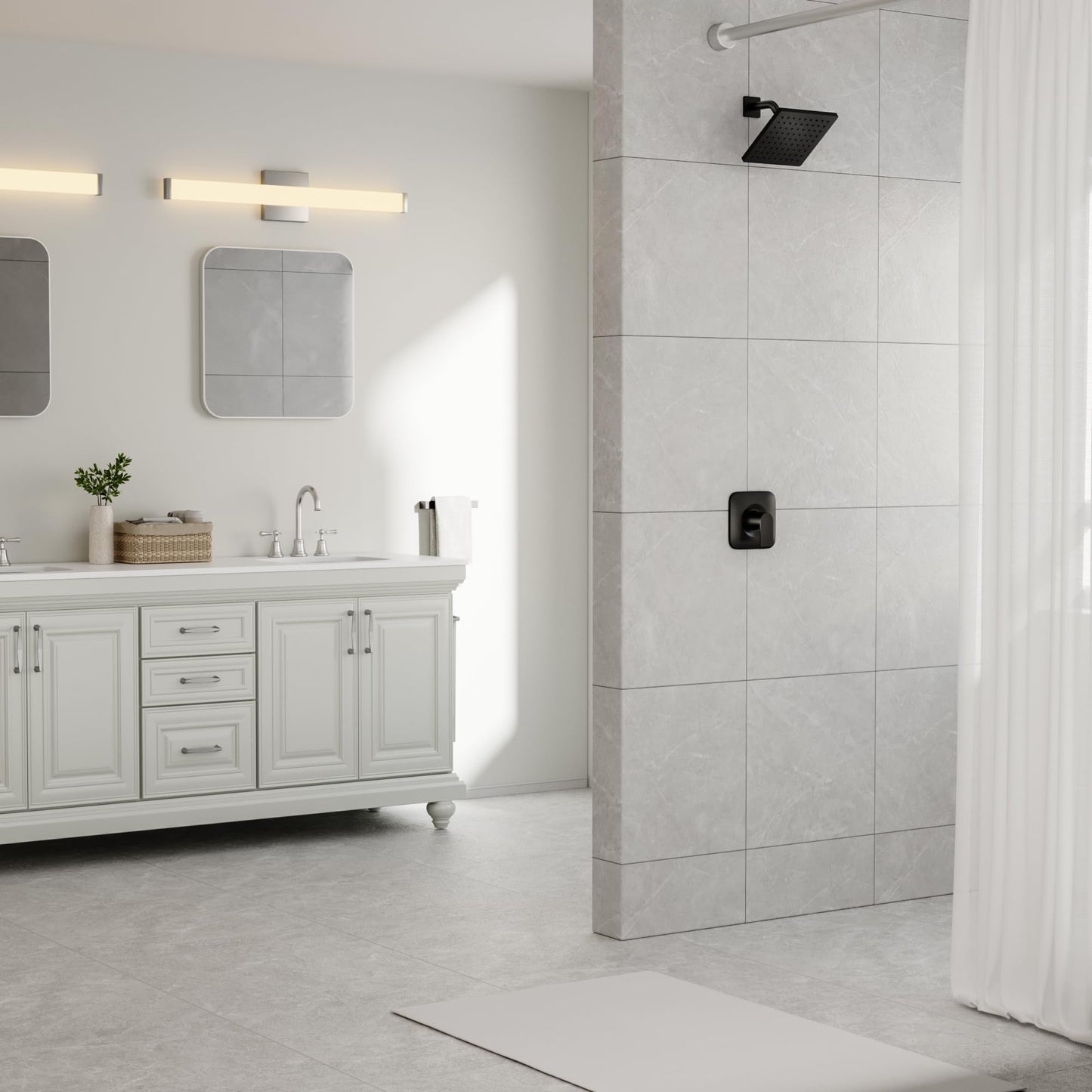 T2471BL Genta LX Pressure-Balancing Modern Trim, Matte Black Shower Trim Kit, Compatible wtih Posi-Temp Valve