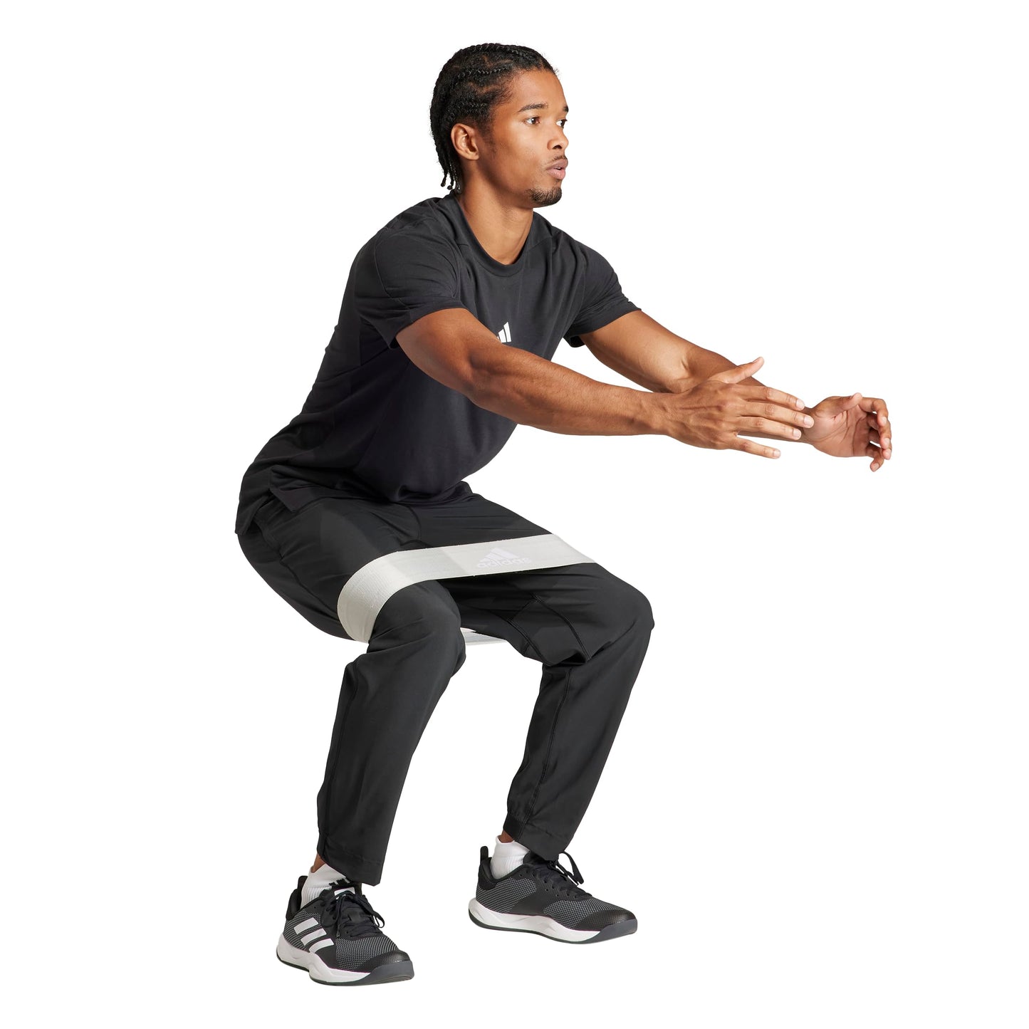 adidas Mens Train Essentials Training Woven Pants,Black/White,Large