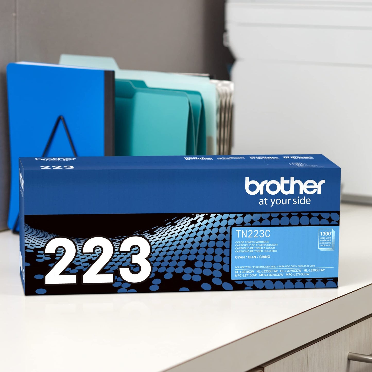 Brother original TN223C Standard Yield Cyan Toner Cartridge, original toner replacement cartridges, toner for Brother laser printers HL-L3210CW, HL-L3270CDW, MFC-L3710CW, MFC-L3750CDW, and more