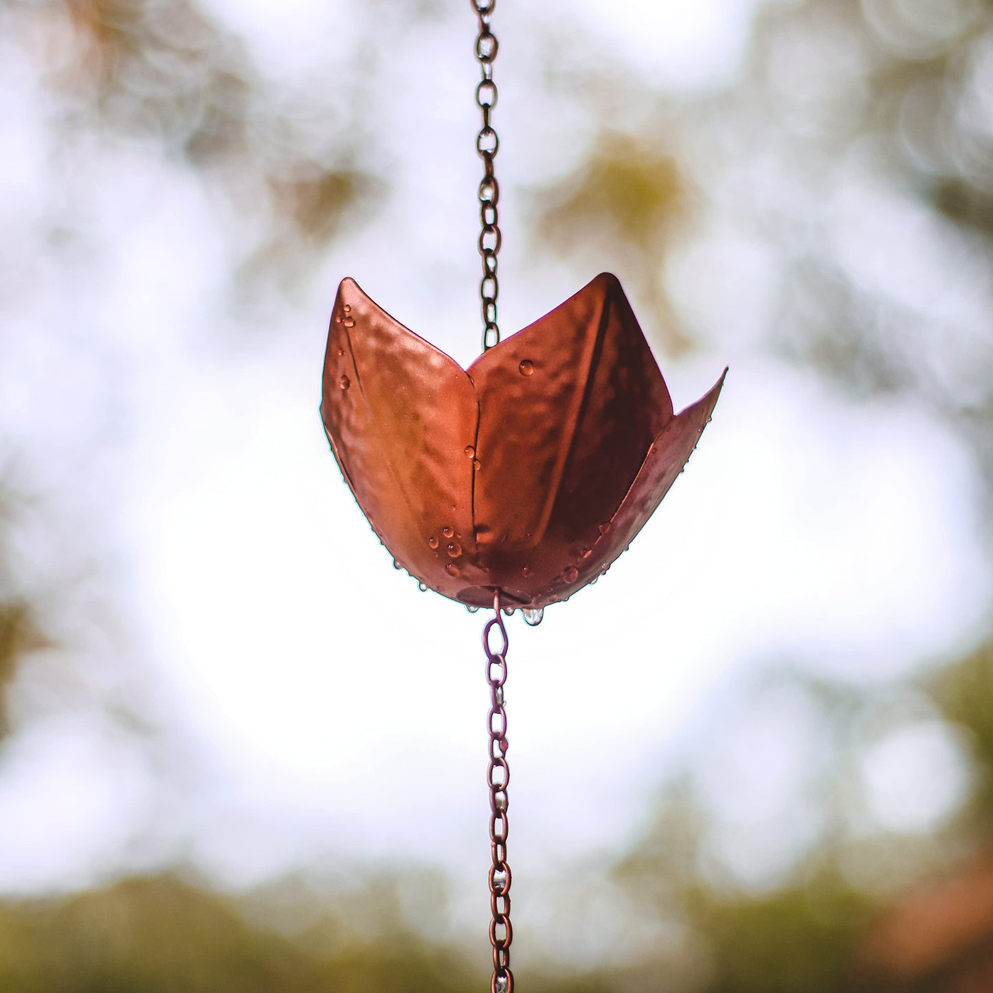 Trademark Innovations Copper Colored Flower Rain Chain for Gutters and Downspouts