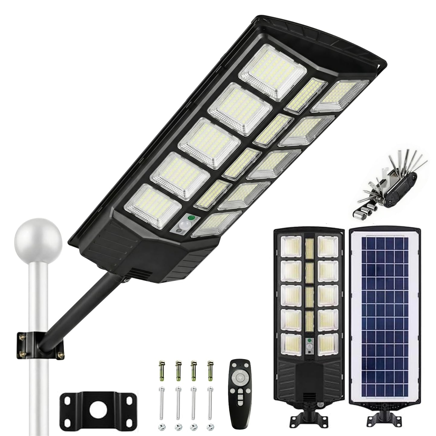 Xmart Solar Street Lights Outdoor Waterproof 80000LM 744 Upgraded LEDs Solar Parking Lot Lights Dusk to Dawn Solar Motion Flood Light Wide Angle Sensor and Remote Control for Area Pole Lighting Yard