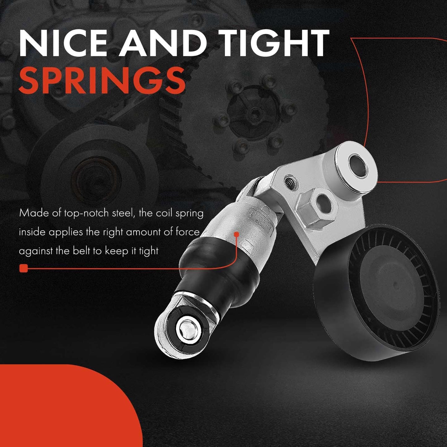 A-Premium Belt Tensioner Assembly with Pulley Compatible with Hyundai Sonata 2006-2010, Santa Fe, Azera, Veracruz, Entourage & Kia Sorento, Sedona, Cadenza, Borrego, K900, Amanti, Replace# 41900436443