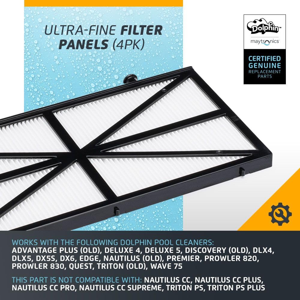 Dolphin Genuine Replacement Part Ultra-Fine Filter Panels (4PK) Part Number 9991425-R4
