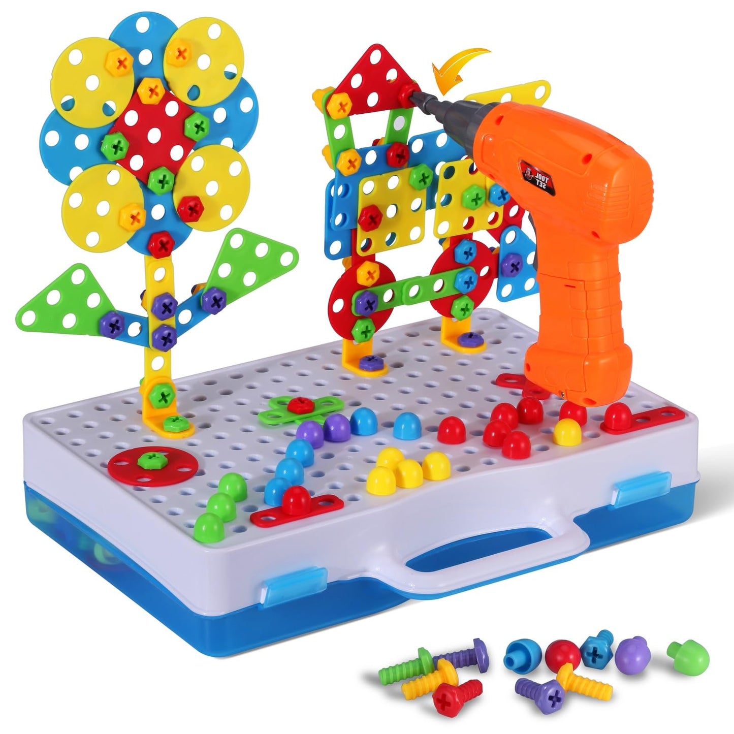 224 Piece STEM Building Set for Kids, Mosaic Drill Set Creative Puzzle Toy for Boys and Girls 4 5 6 7 8 Years Old, Design Drill Game Puzzle Block for Preschool Children Gift