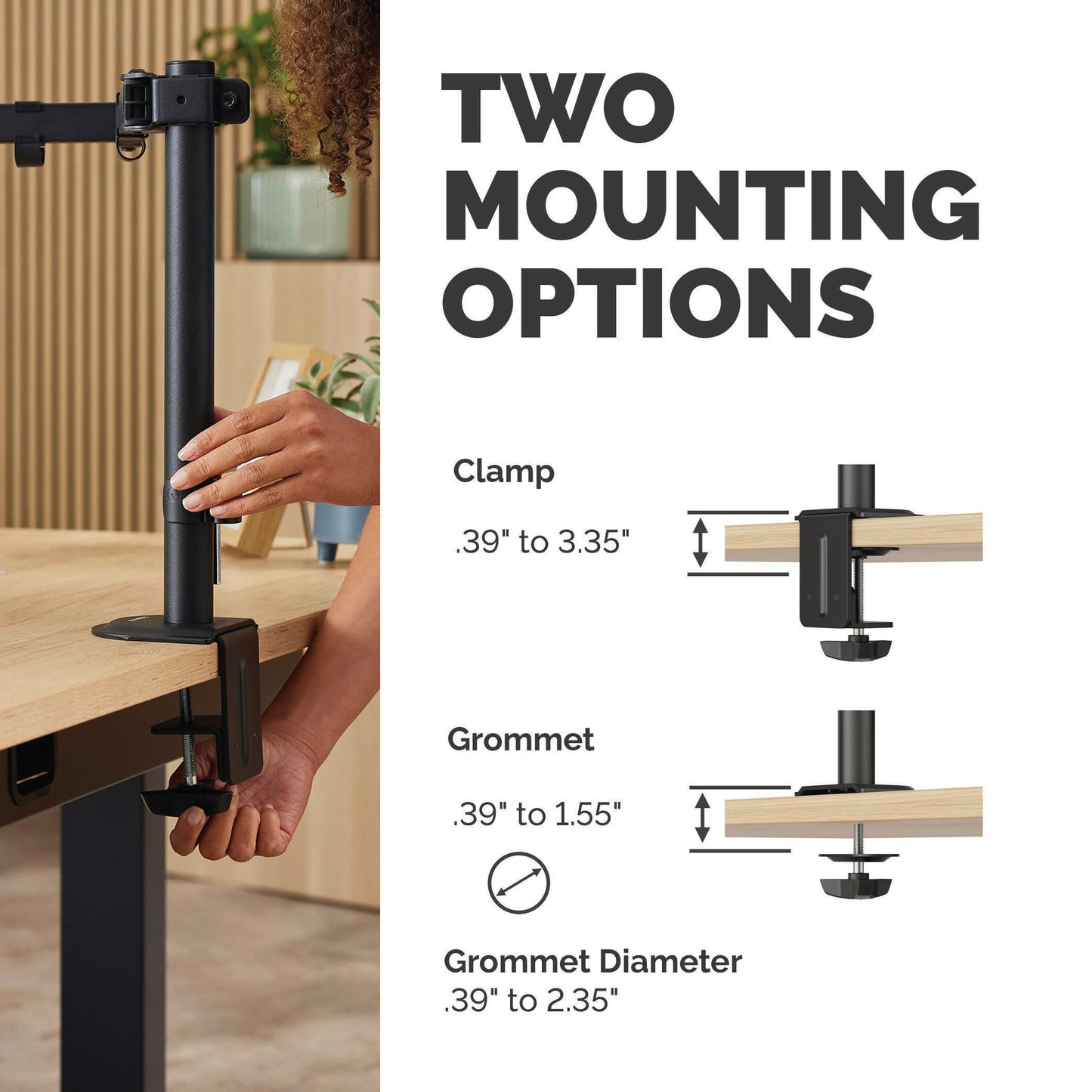 Fellowes Everyday Adjustable Dual Monitor Arm – Holds Two Screens up to 32" (inch) Weighing 19.84 lbs Each, Tilt, Swivel, Rotate, VESA 75/100, Clamp or Grommet Mount, Cable Management