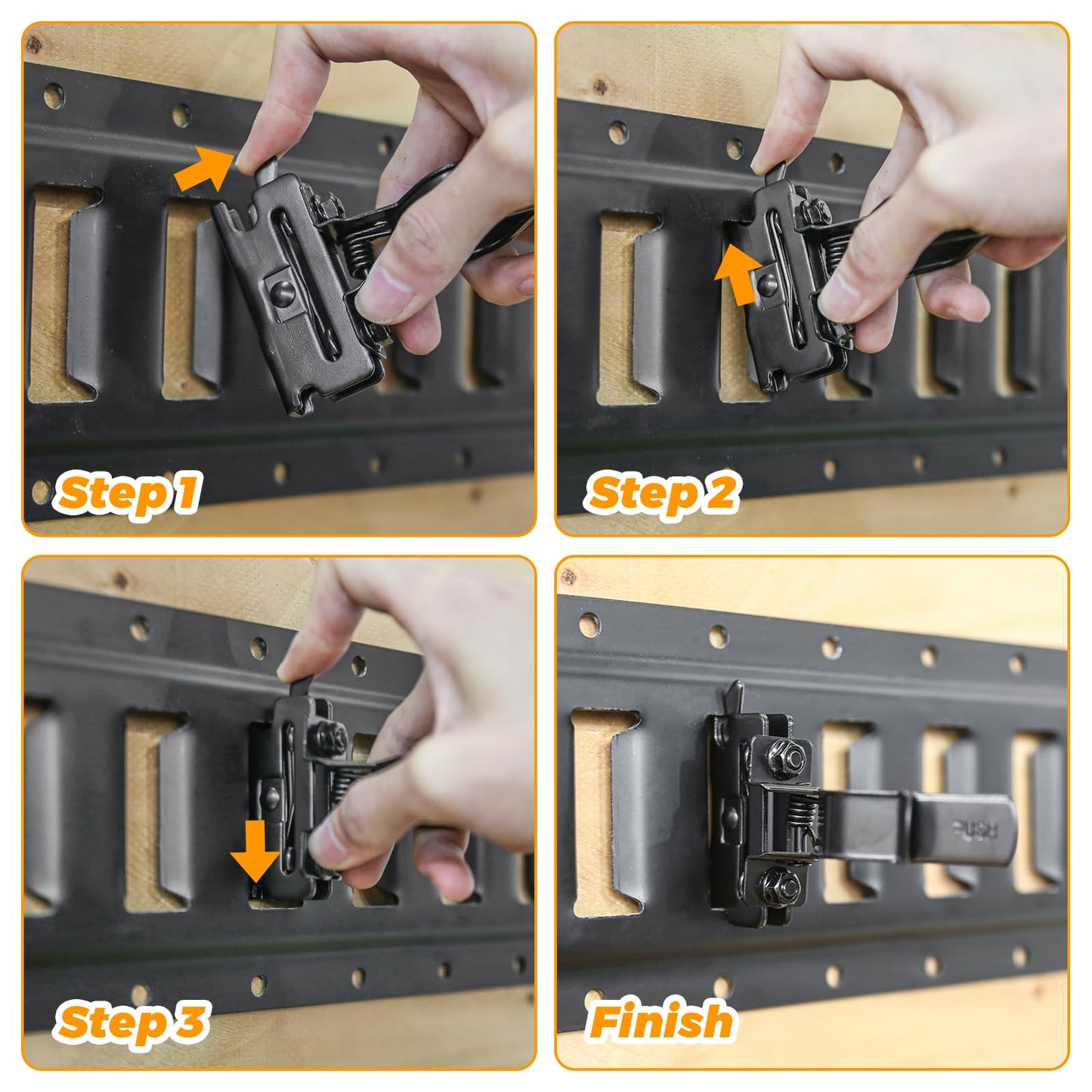 E-Track Tool Holders, E Track Accessories Large Opening for Enclosed Trailer to Keep Shovels, Rakes, Broom E Track Tool Holder Hanger for Trailer Accessories（4 PCS）