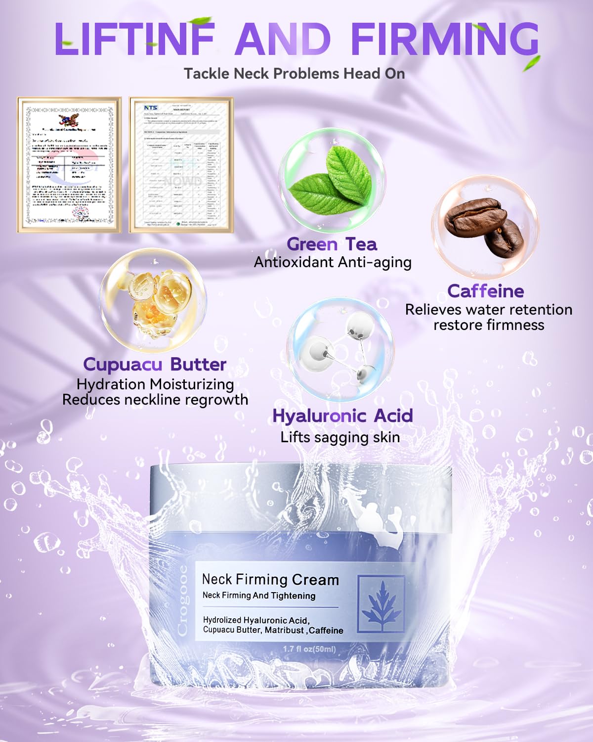 5-IN-1 Neck Firming Cream: [30+ SGS Certified] [Used by Over 1M Fans] Tightening & Firming Neck Cream, Neck & Décolleté for Wome (2PC)