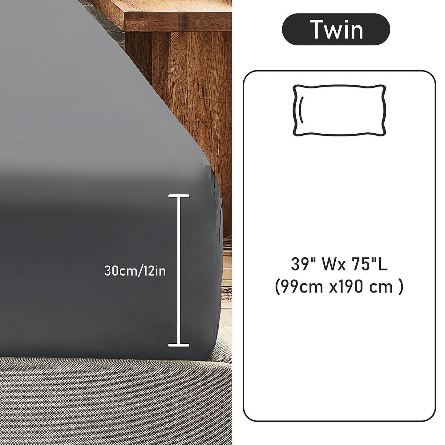 10 Pack Bedding Twin Fitted Sheets Bulk Fitted Bed Twin Size Sheet 39'' x 75'' Single Size Bottom Sheets up to 12 Inches, Ideal for School Dormitory Home Salons Hotels (Gray)
