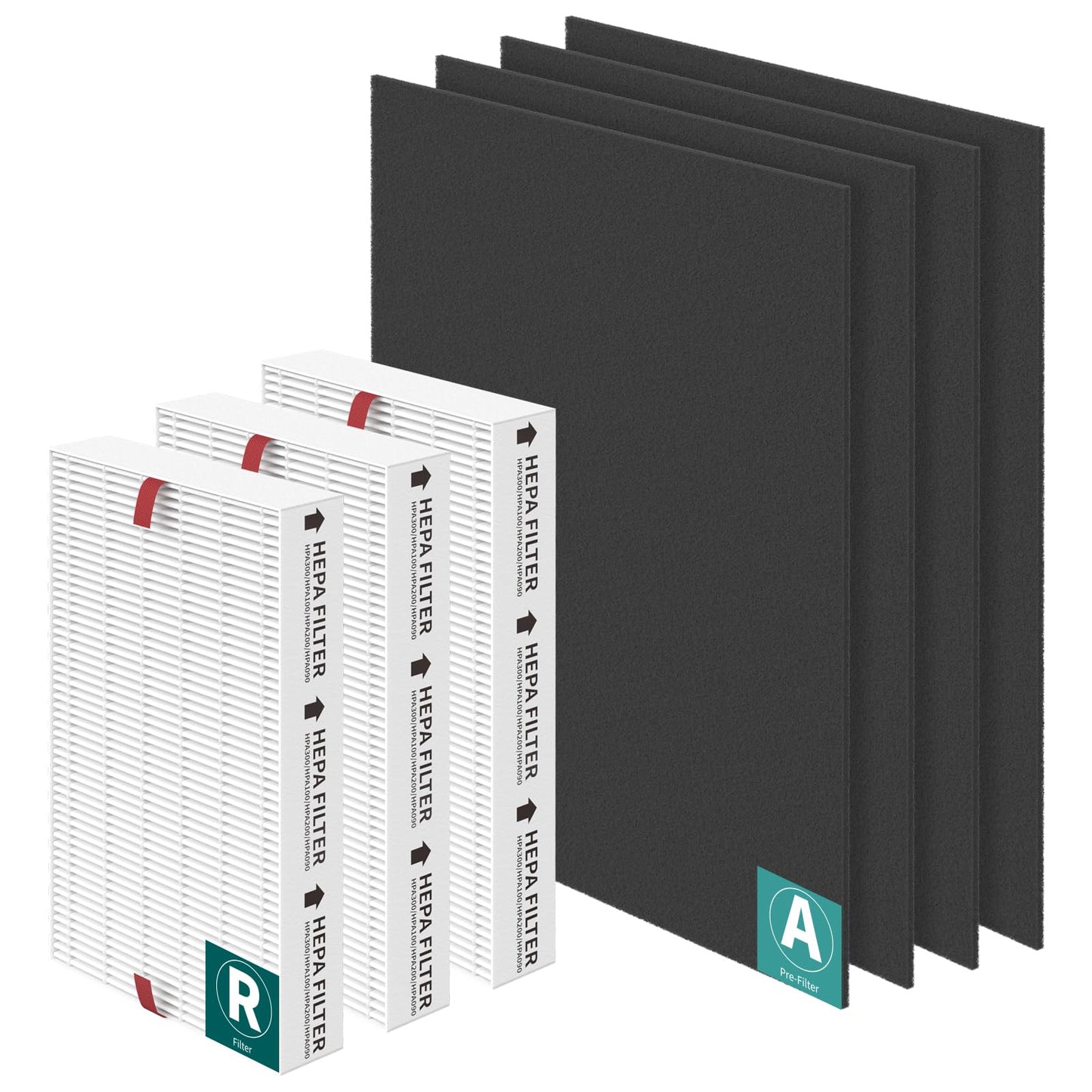 HPA300 HEPA Replacement Filter R Compatible with Honeywell Air Purifier HPA300 Series, HPA300, HPA304, HPA8350, HPA300VP, HPA3300b, HPA5300, Pack of 3 HEPA Filter R and 4 Pre Filter A HRF-AP1