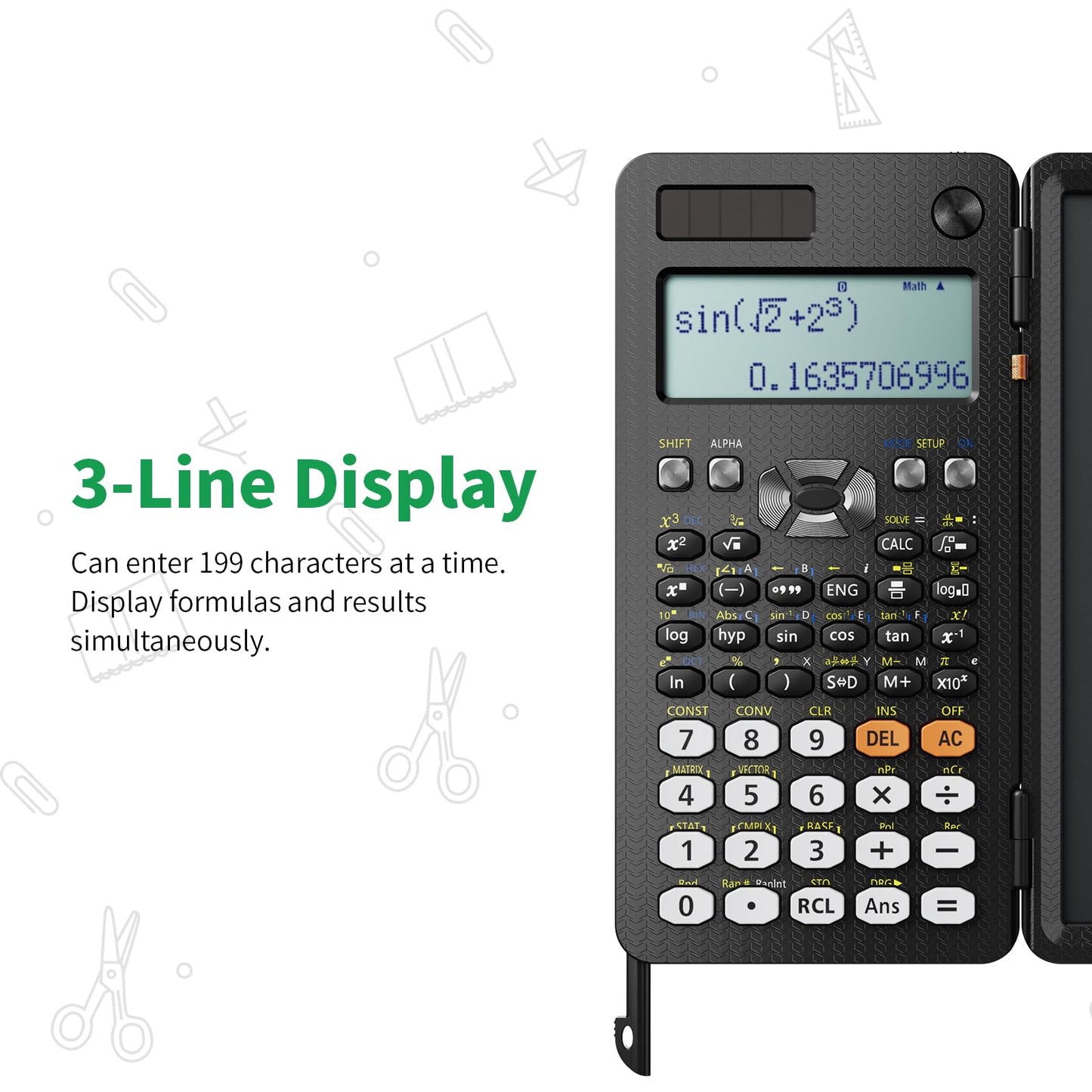 NEWYES Upgraded Scientific Calculators 991ES with Writing Tablet, Science Calculator Notepad with 417 Function, Professional Foldable Calculator for Students, School, College and Researchers