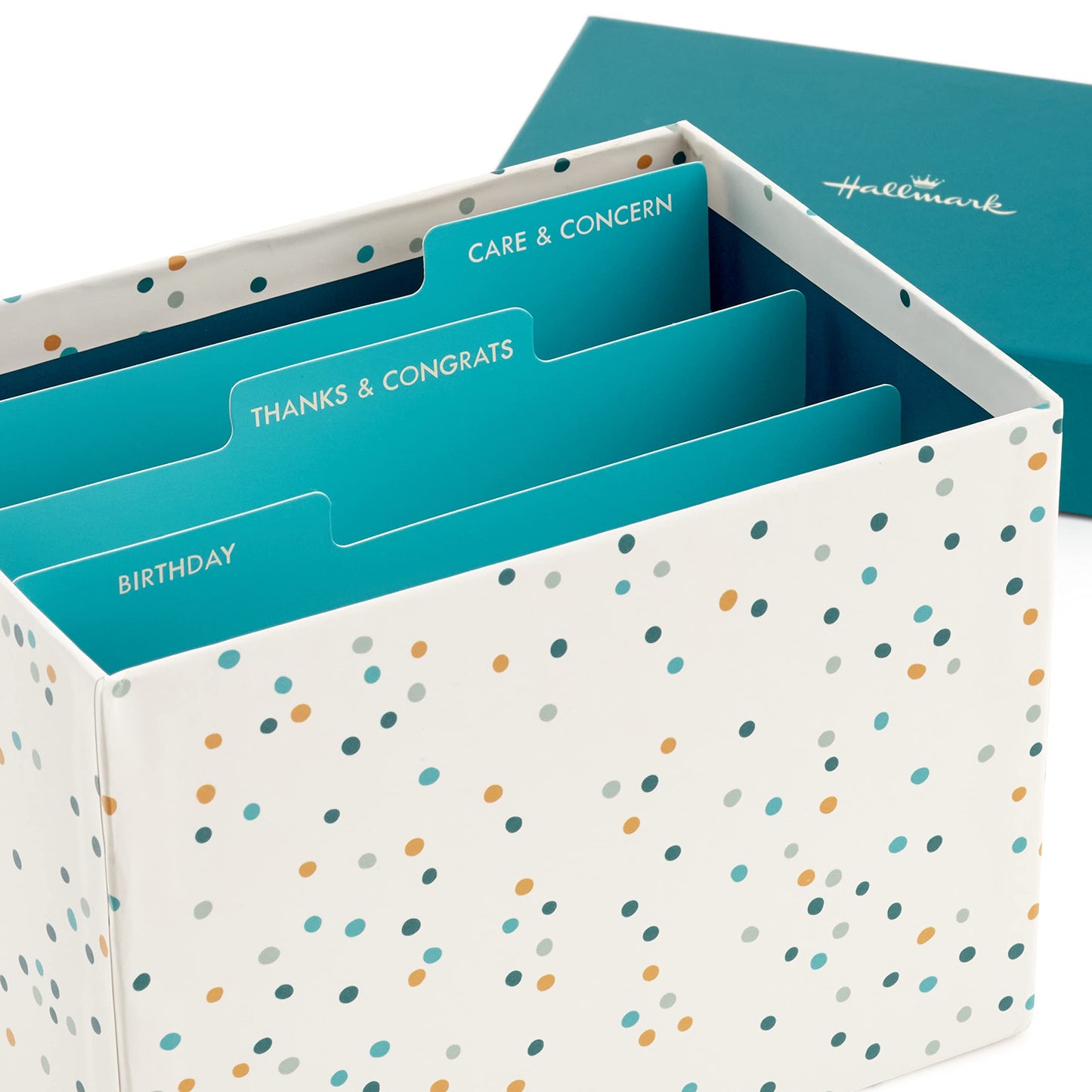 Hallmark All Occasion Cards Assortment—48 Cards and Envelopes with Card Organizer Box (Polka Dots)