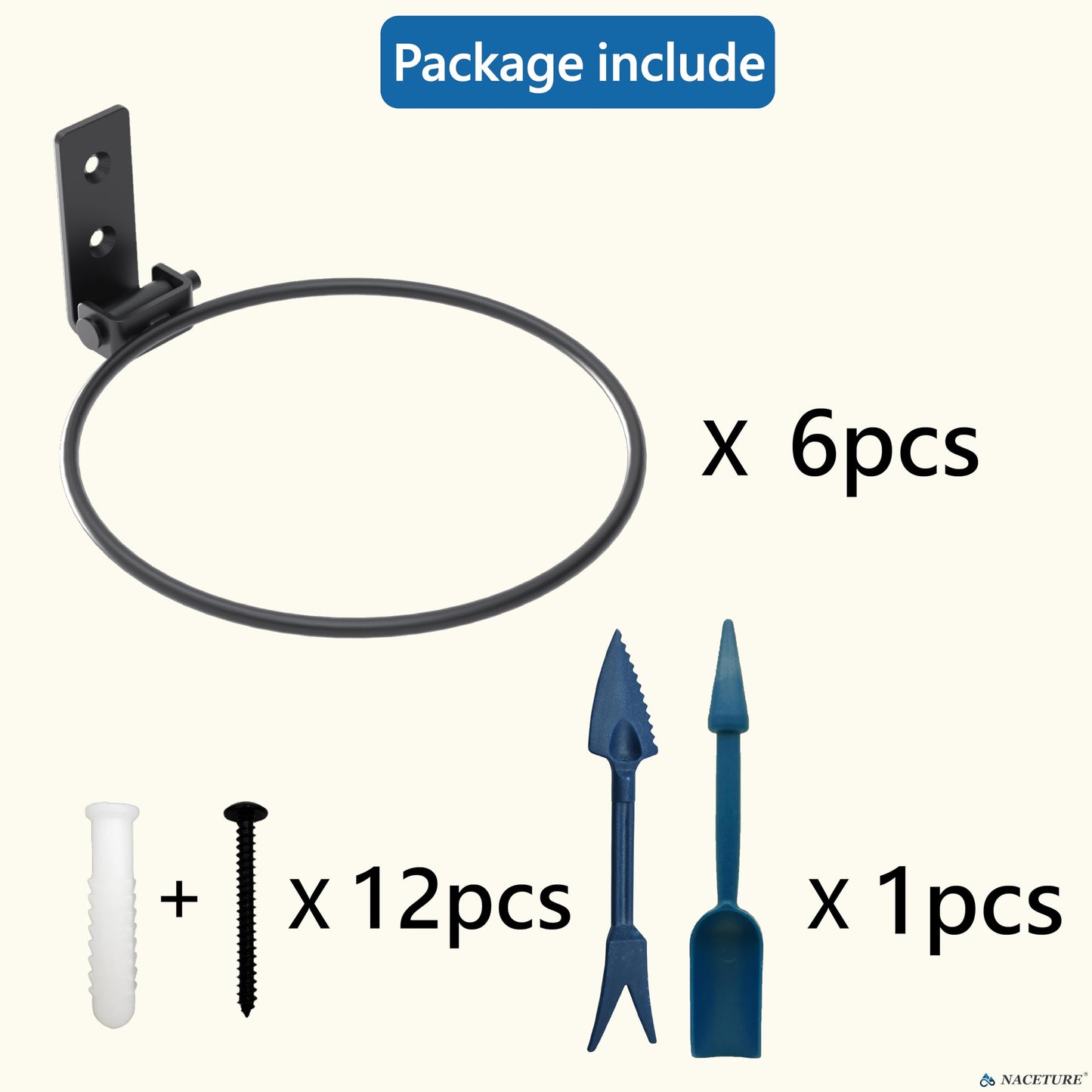 6 Inch Foldable Flower Pot Holder Ring for Wall Mount 6 Pack – Heavy Duty Metal Round Planter Hooks Hangers - Fence Pot Plant Holders Hanging Bracket for Outdoor Indoor