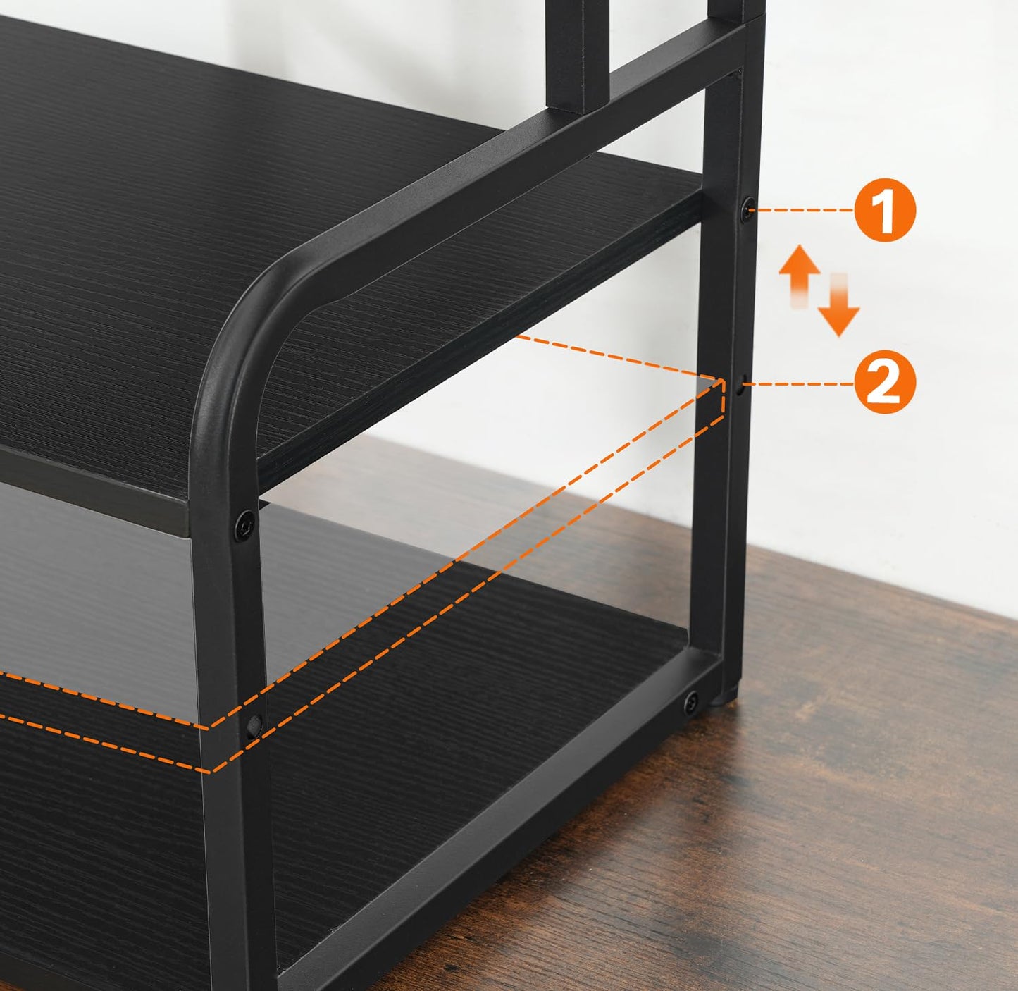 HOOBRO Printer Stand, 3-Tier Desktop Printer Table, Under Desk Storage Office Organizer, Storage Rack with Adjustable Shelf, for Home Office, Kitchen, Living Room, Black BB06PS01