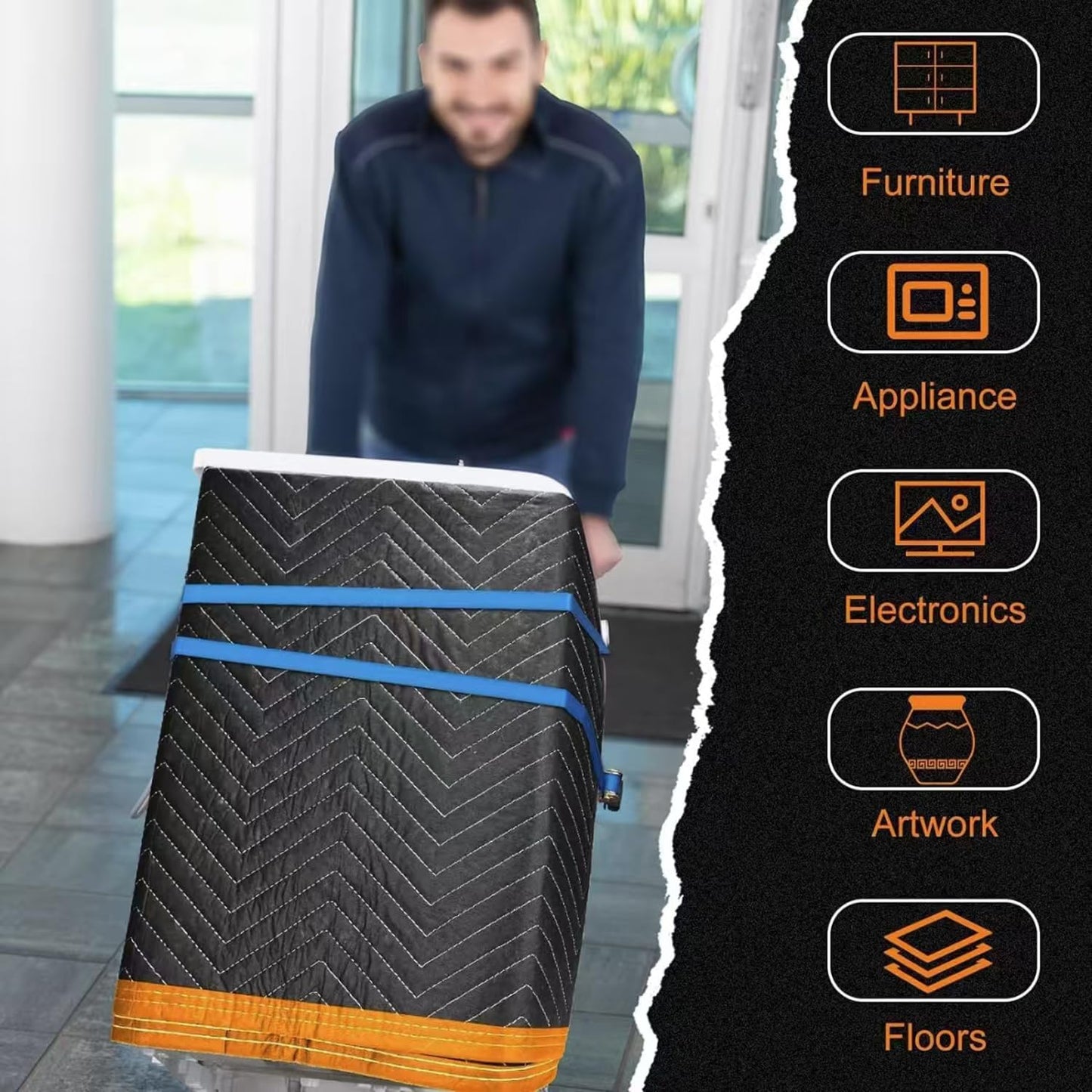 Large Moving Blankets 80 * 72in Heavy Duty Packing Blankets for Furniture Moving Shipping Wrapping Quilted Furniture Pads for Moving, Padded Mover Blankets 2pack