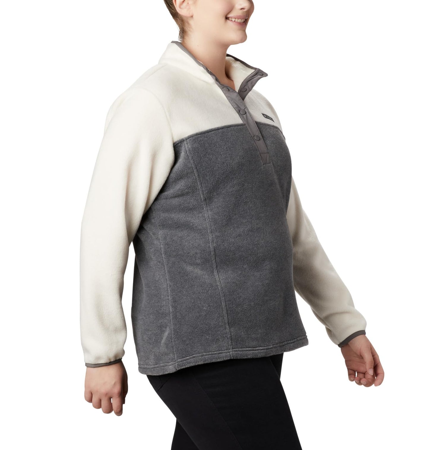 Columbia Women's Benton Springs Half Snap Pull Over II, City Grey Heather/Chalk, X-Large