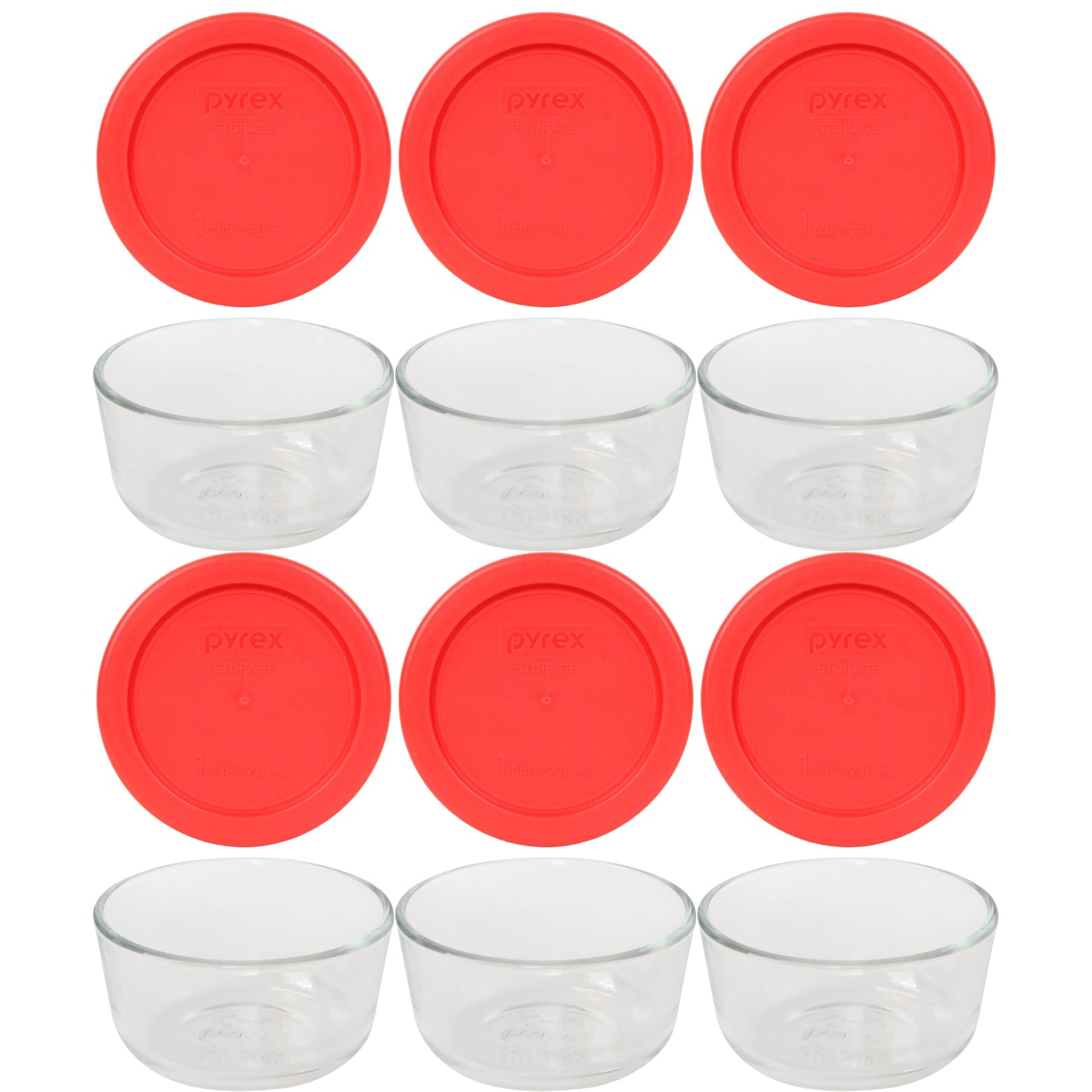 Pyrex 1-Cup Storage Containers (Pack of 6) - Total 12-Piece Value Pack