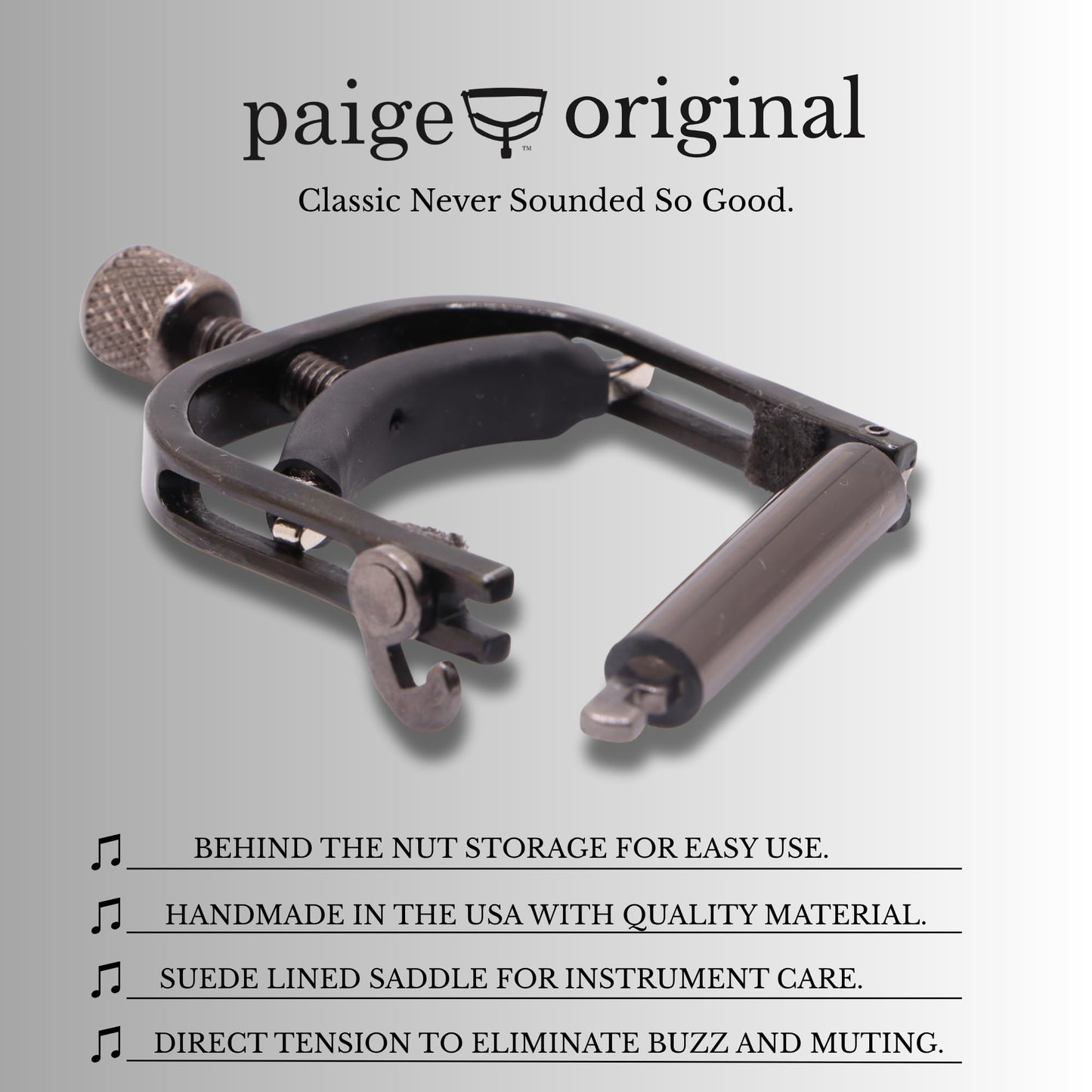 Paige Banjo/Mandolin Capo-fits up to the 4th Fret on a 5-string-black