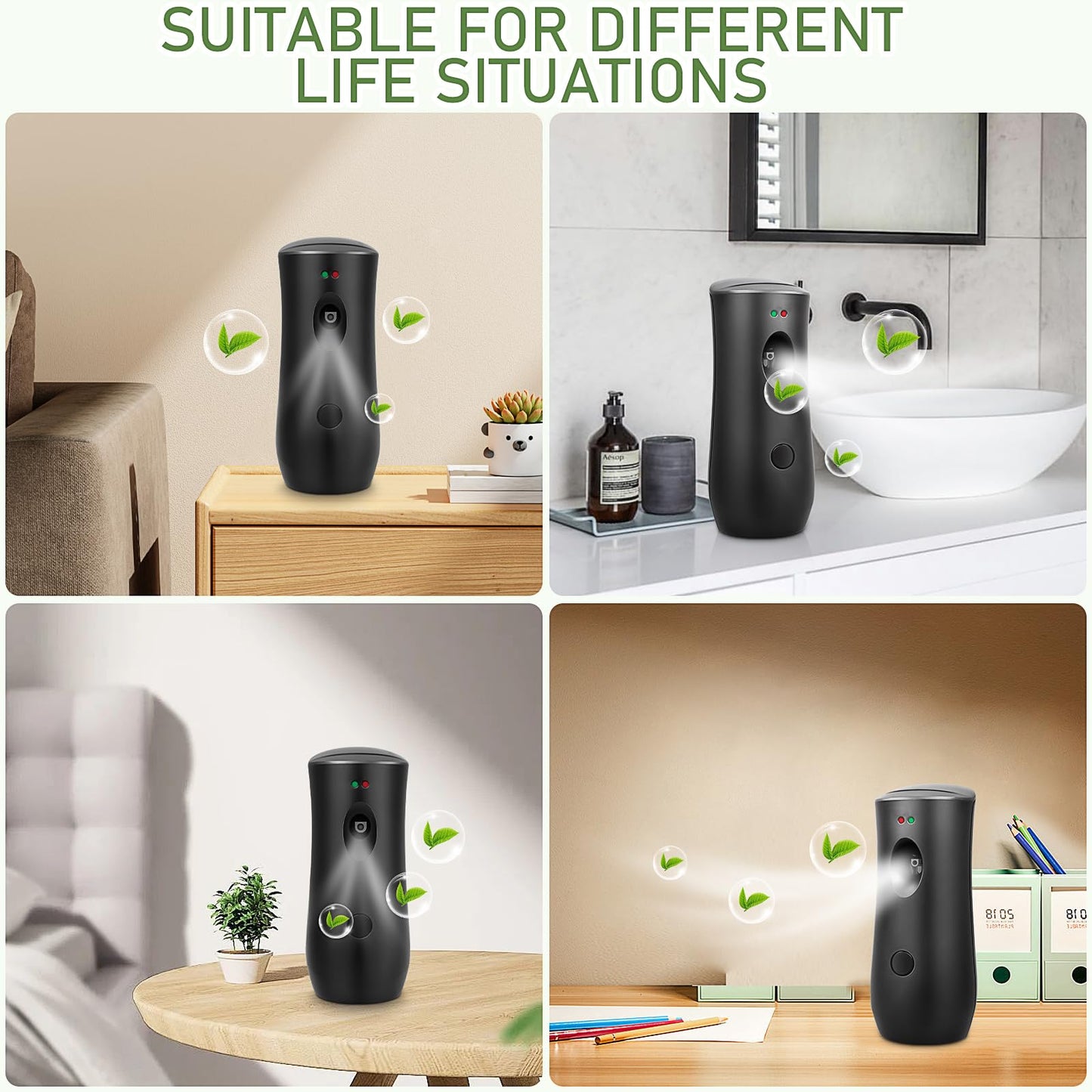 6 Pack Automatic Air Freshener Spray for Home, Fragrance Dispenser Wall Mounted or Free Standing Adjustable Aroma Machines Multiple Time Scent Sprayer for Bedrooms, Offices and Commercial Places