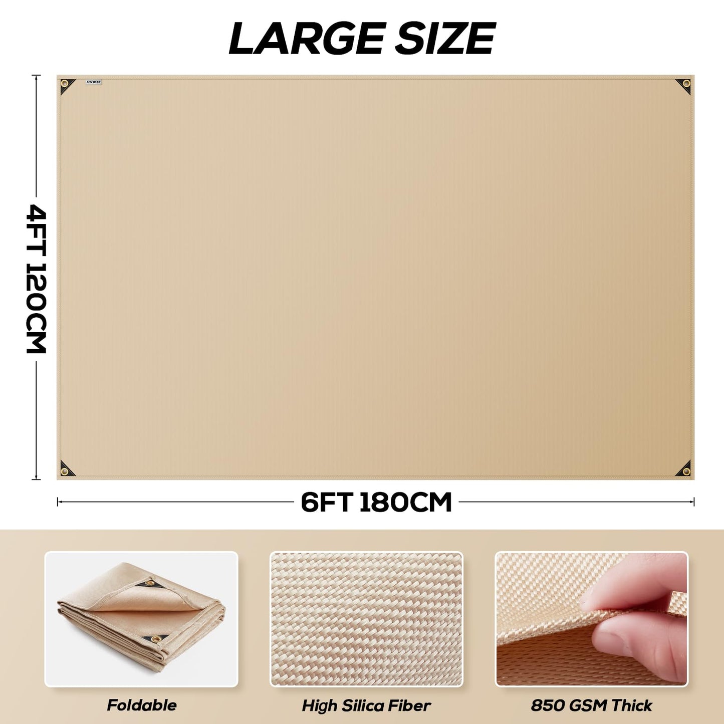 2 Pack Heavy Duty Fiberglass Welding Blanket, 4x6 ft Heat Resistant Blanket with Brass Grommets, Multi-Purpose Welding Mat for Grill, Smoker, Camping, Industrial Use