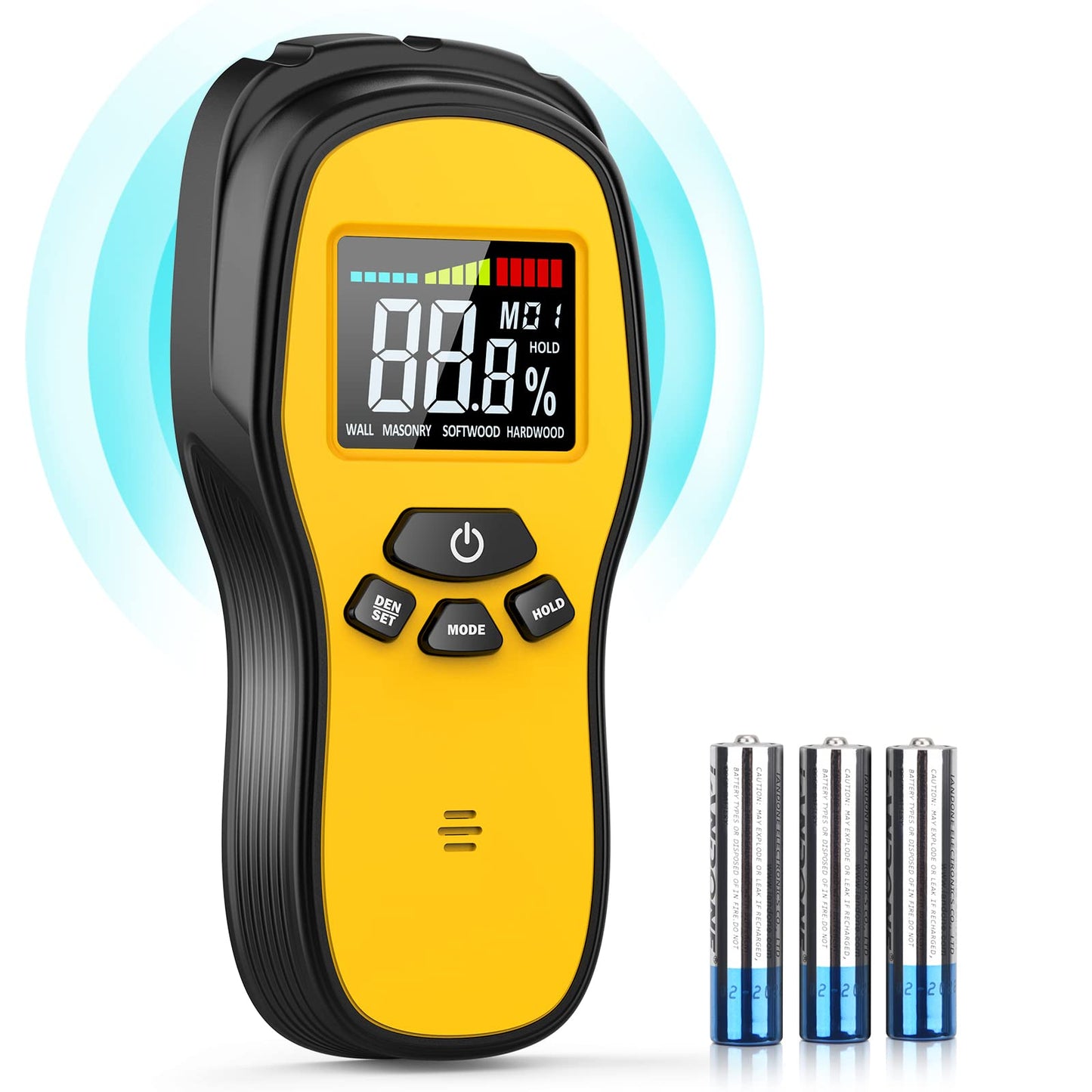 Pinless Moisture Meter - Povlen Wood Moisture Meter Digital Humidity Detector for Lumber Drywall Firewood Masonry Woodworking Plaster Flooring Concrete Construction with LCD Display Sound Alarm