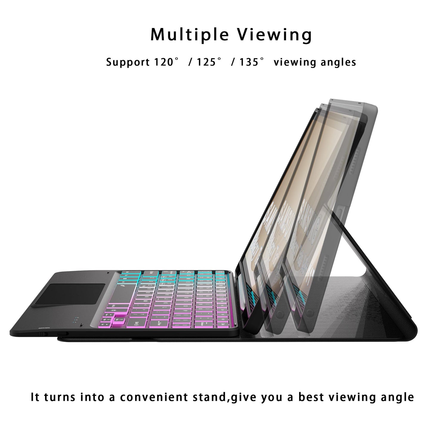 Keyboard Case for Samsung Galaxy Tab A9+ A9 Plus 11": 3 Zone 7 Colors Backlit Trackpad Keyboard for 11 inch Galaxy Tab A9 Plus A9+ 2023 - Detachable Smart Touchpad Wireless Keyboard Folio Tablet Cover