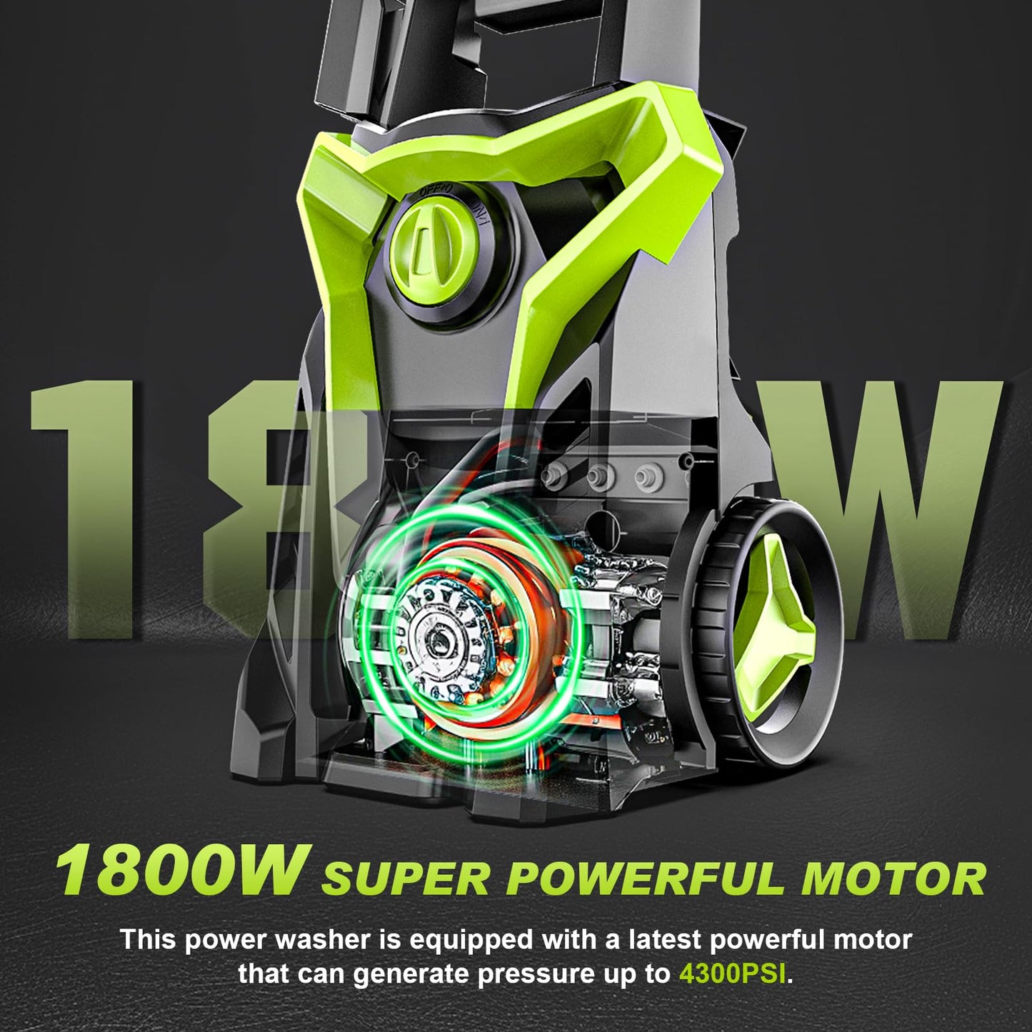 4300PSI Electric Pressure Washer, 2.5GPM High-Flow Power Washers with 4 Metal Nozzles & Foam Cannon, 26 FT Explosion-Proof Hose for Cars Home Driveways Boat Cleaning