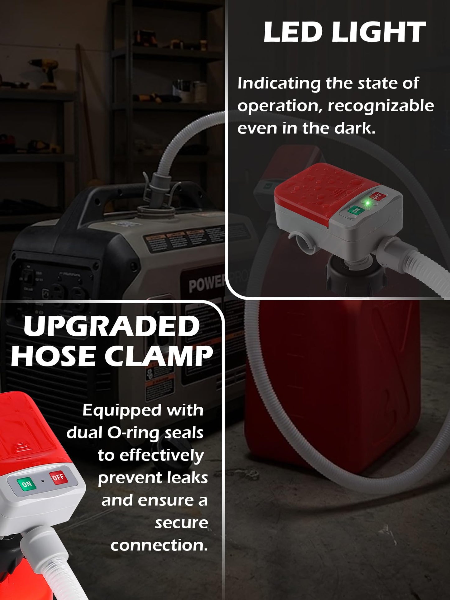 PETASOON Fuel Transfer Pump Battery Powered Electric Portable Gas Jerry Can Tank Pump for Gasoline Diesel kerosene Liquid with Flexible Hose(Can Not Included)