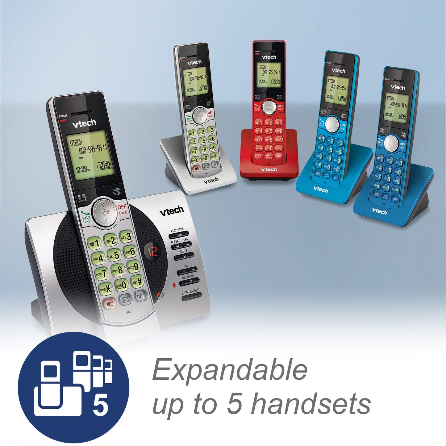 VTech DECT 6.0 Single Handset Cordless Phone with ITAD, CID, Backlit Keypad and Screen, Full Duplex Handset Speakerphone, Call Block Silver/Black - CS6929