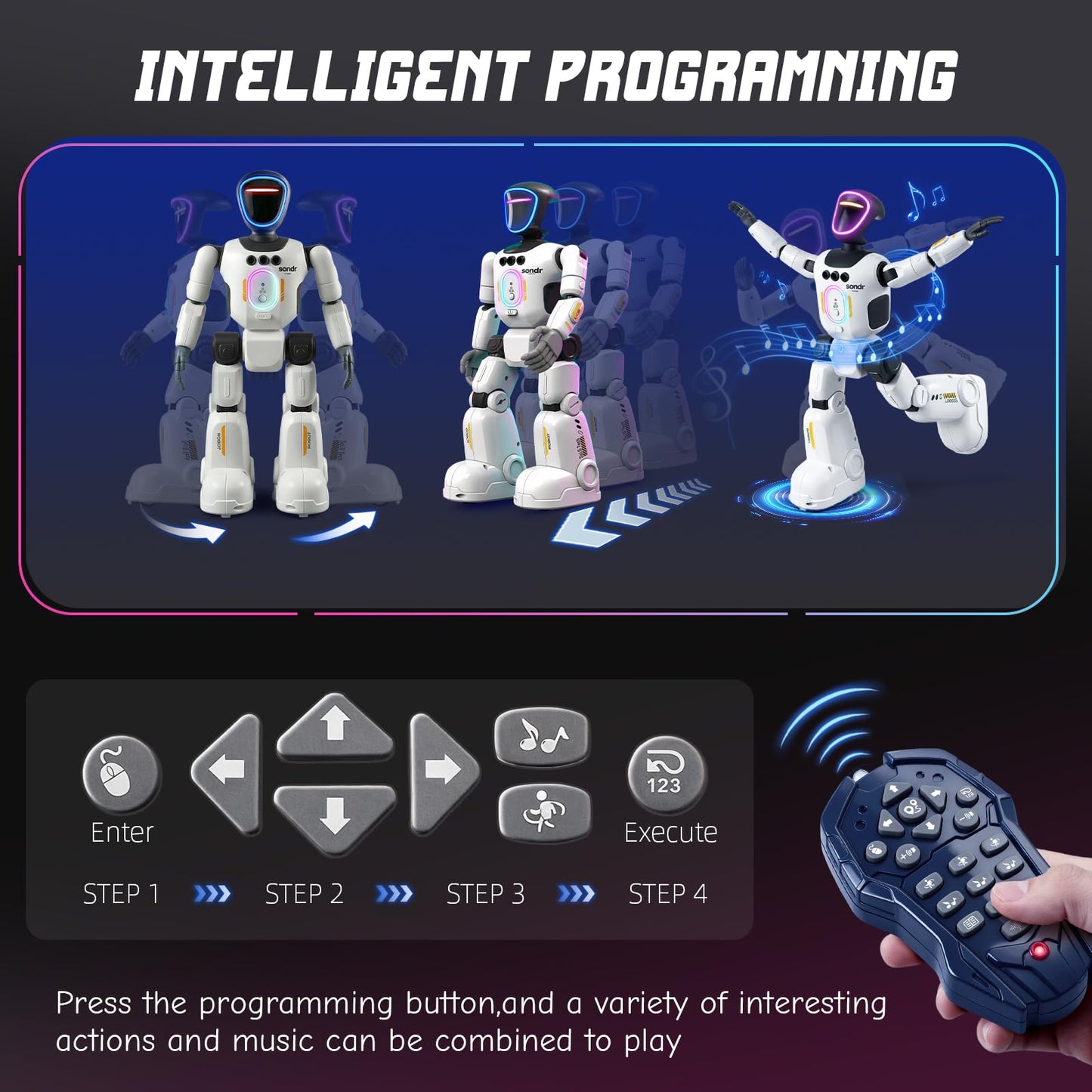 Robot Toy for Kids, Voice Recording&Playback Remote Control Robot, LED Faces Interactive Kids Toy with Gesture Sensing, Music Walking Dancing Birthday Gift for 4 5 6 7 8 9 10 11 12 Year Old Boys Girls