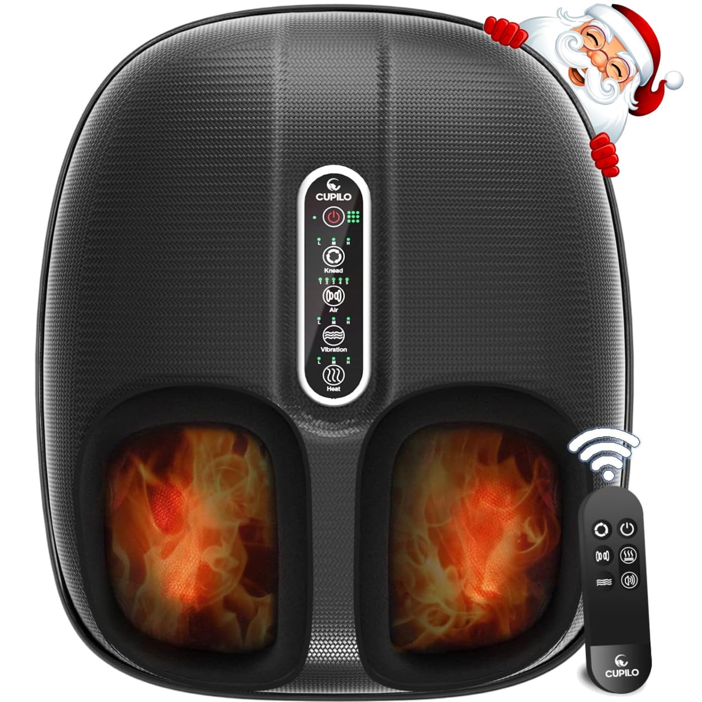 CuPiLo Shiatsu Foot Massager with Heat, Deep Kneading Feet Massager Machine with Remote, Multi-Level Settings & Auto-Off Timer, for Foot Pain and Circulation, Relax for Home or Office, Fits Up to 13"