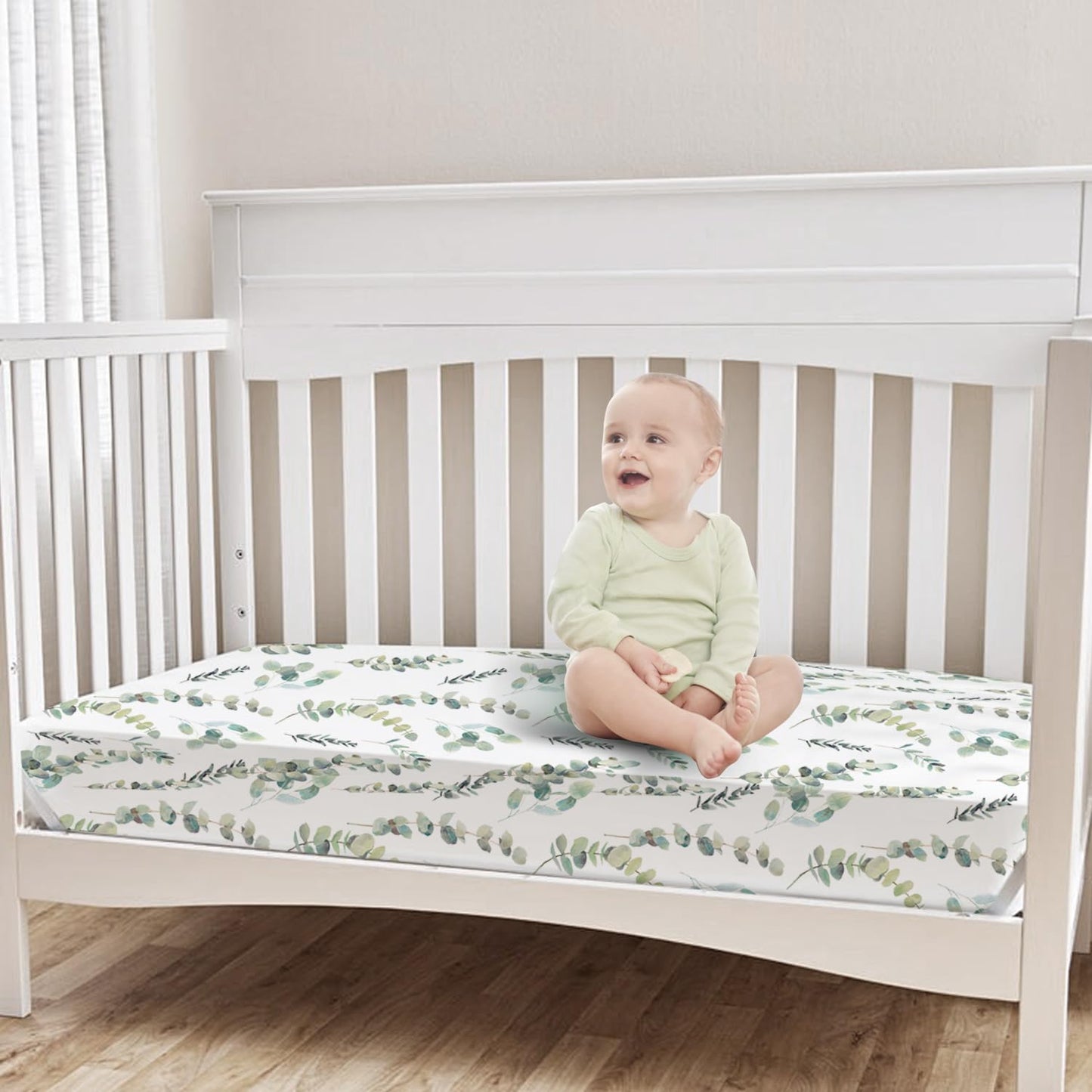 Bimocosy Crib Sheets 4 Pack for Boys and Girls, Baby Neutral Crib Fitted Sheets for Standard Crib & Toddler Mattress, Super Soft Breathable Fitted Crib Sheet Set 52"x28", (Leaf)