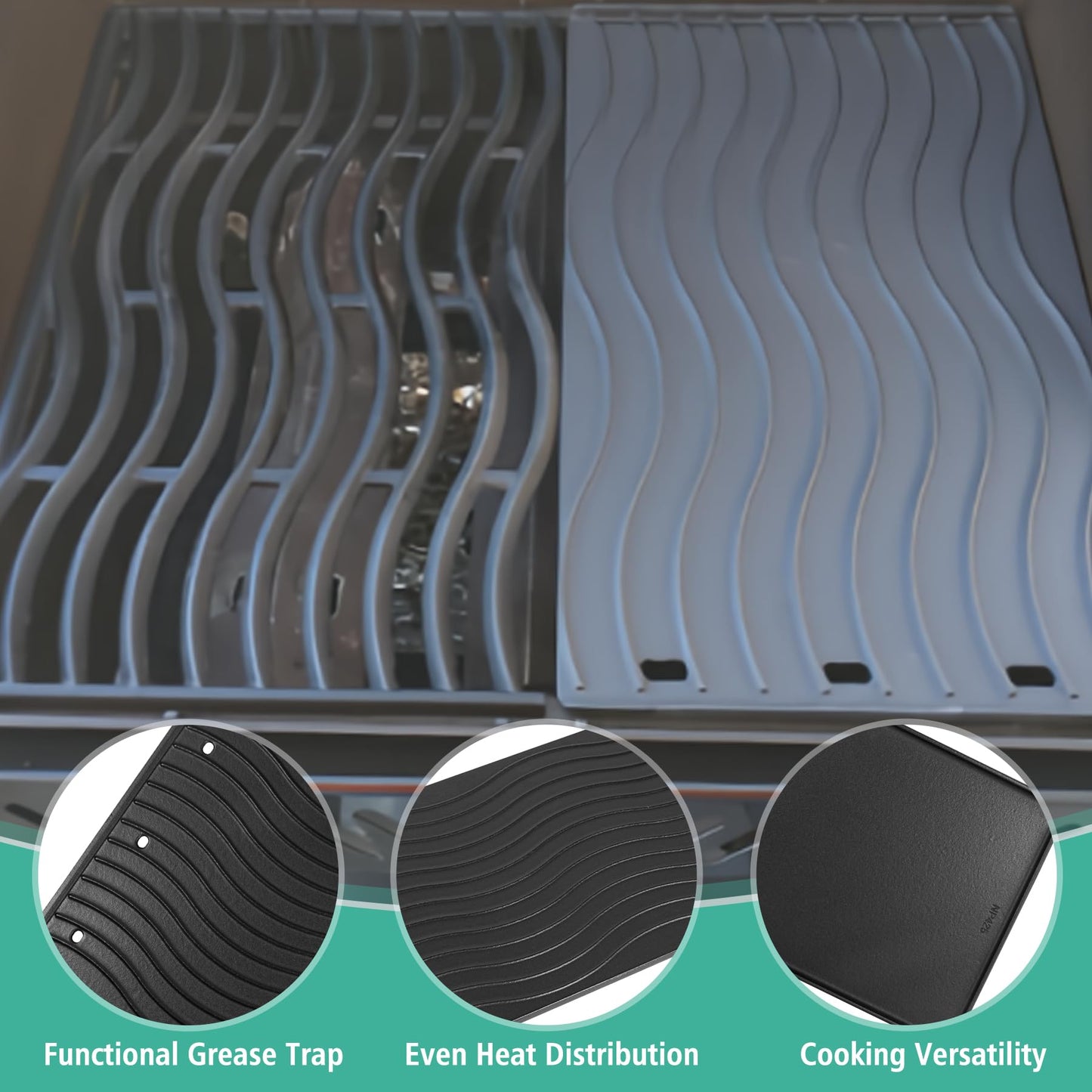 Rogue 425 Cast lron Griddle Replacement Parts for Napoleon 56425 56426, Cooking Griddle Rogue Insert for Napoleon Rogue 425, 625 and Freestyle Models