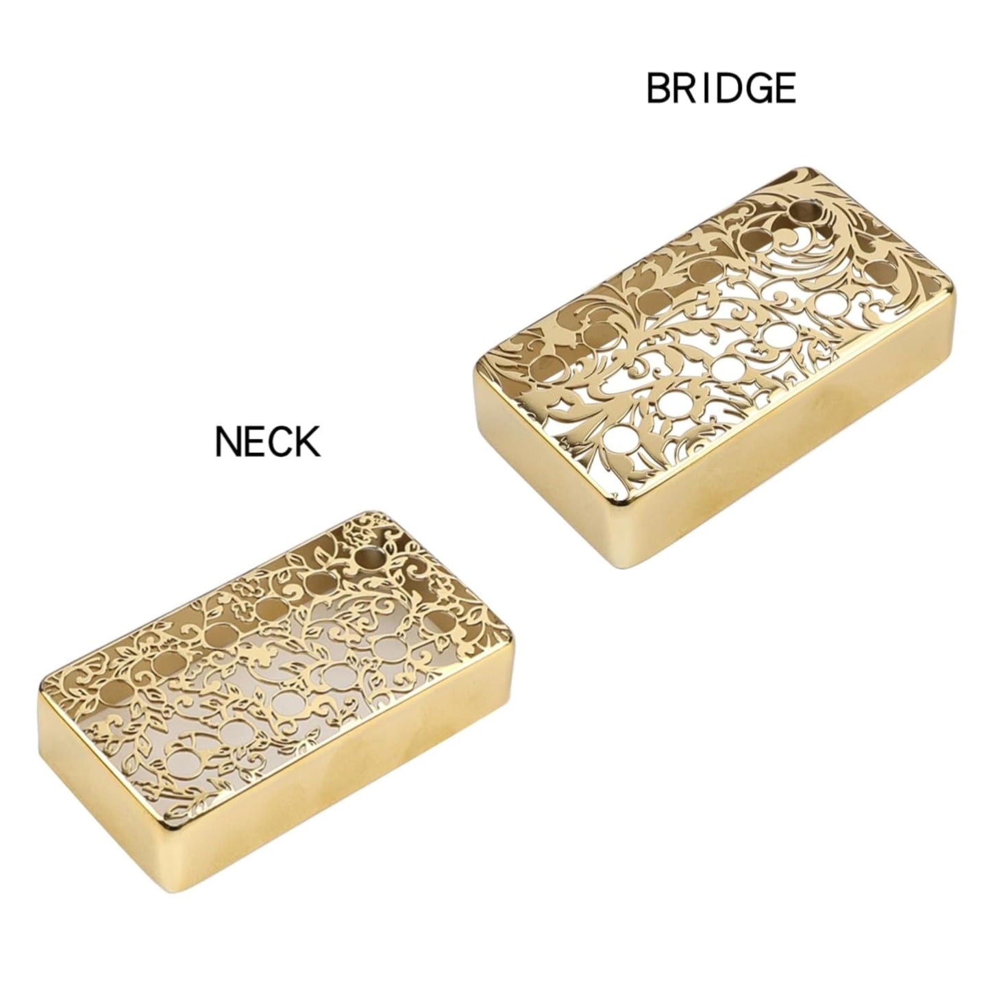 JCHFR 2 PCS Brass Guitar Pickup Covers, Gold, Humbucker Guitar Pickup Cover, Metal Humbucker Pickup Covers Pickup Frame for Epi Les Paul LP Electric Guitar