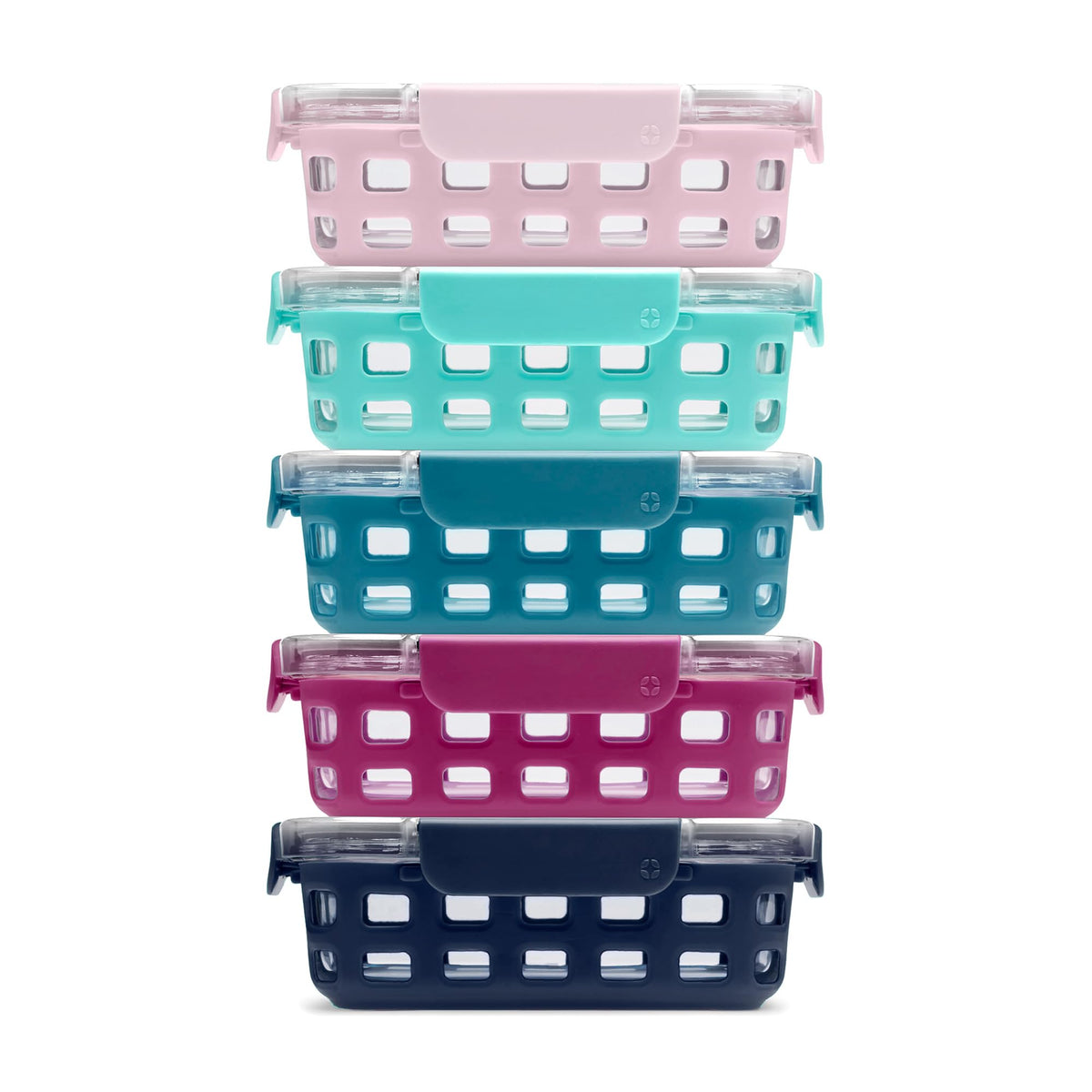 Ello Duraglass Glass Food Storage Meal Prep Containers, Bowls with Silicone Sleeve and Airtight Durable Tritan Lids, 10 Piece 5 Pack, Evening Orchard, 3.4 Cups