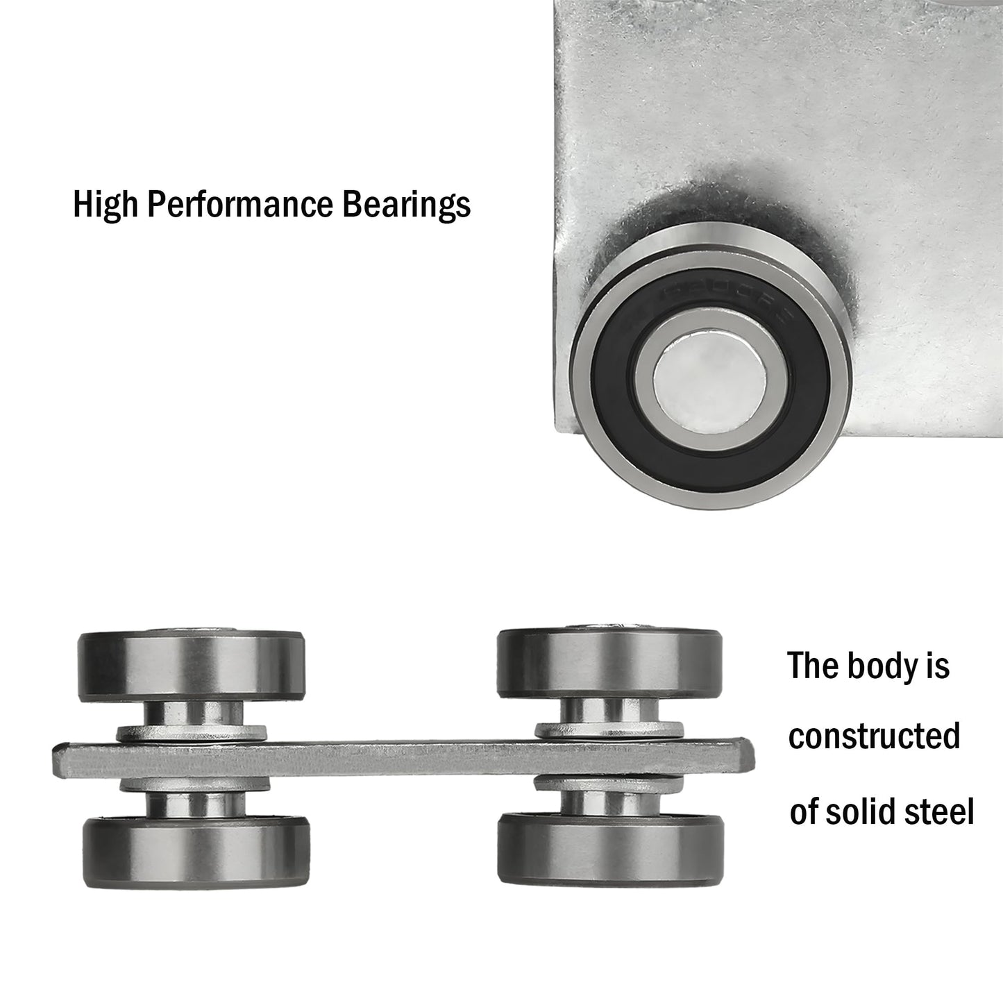 BiJun 4 Wheel Trolley Assembly Roller Bearing Trolley Assembly for Use with 1-5/8" Wide and All1-5/8 Taller Strut Channel 2pc (4)