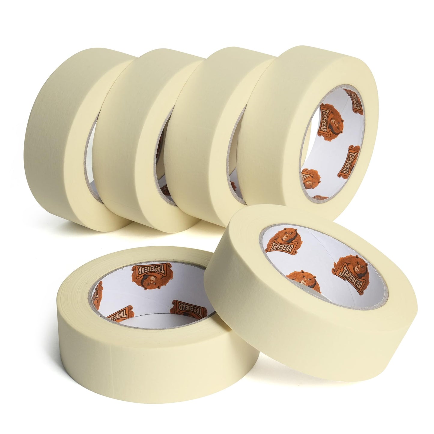 TAPEBEAR General Purpose Masking Tape 36mm x 55m, Beige White Painters Tape for Painting, Labeling, DIY Arts Crafts, Home Office School Projects, 6 Rolls