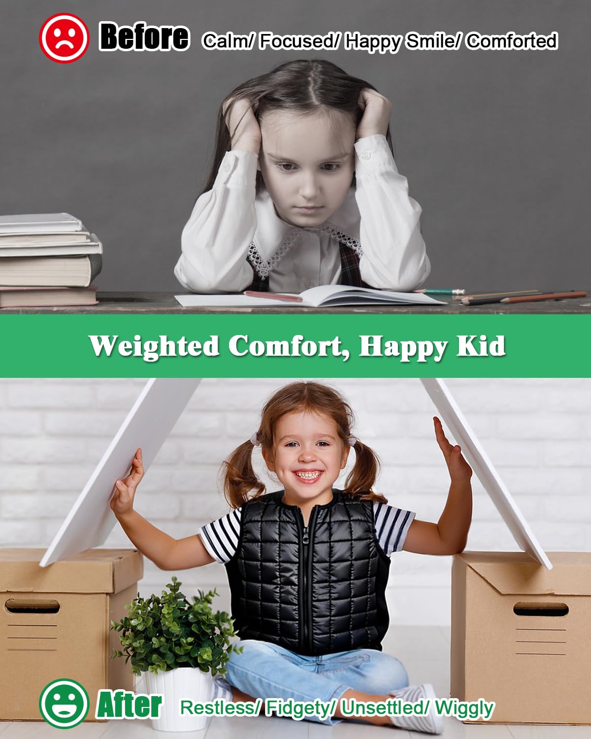 Weight-ed Vest for Kids, Calming Support for Home, School & Play, Compression Vest for Boys Girls, Breathable, Washable, Comfort Fit(Small)