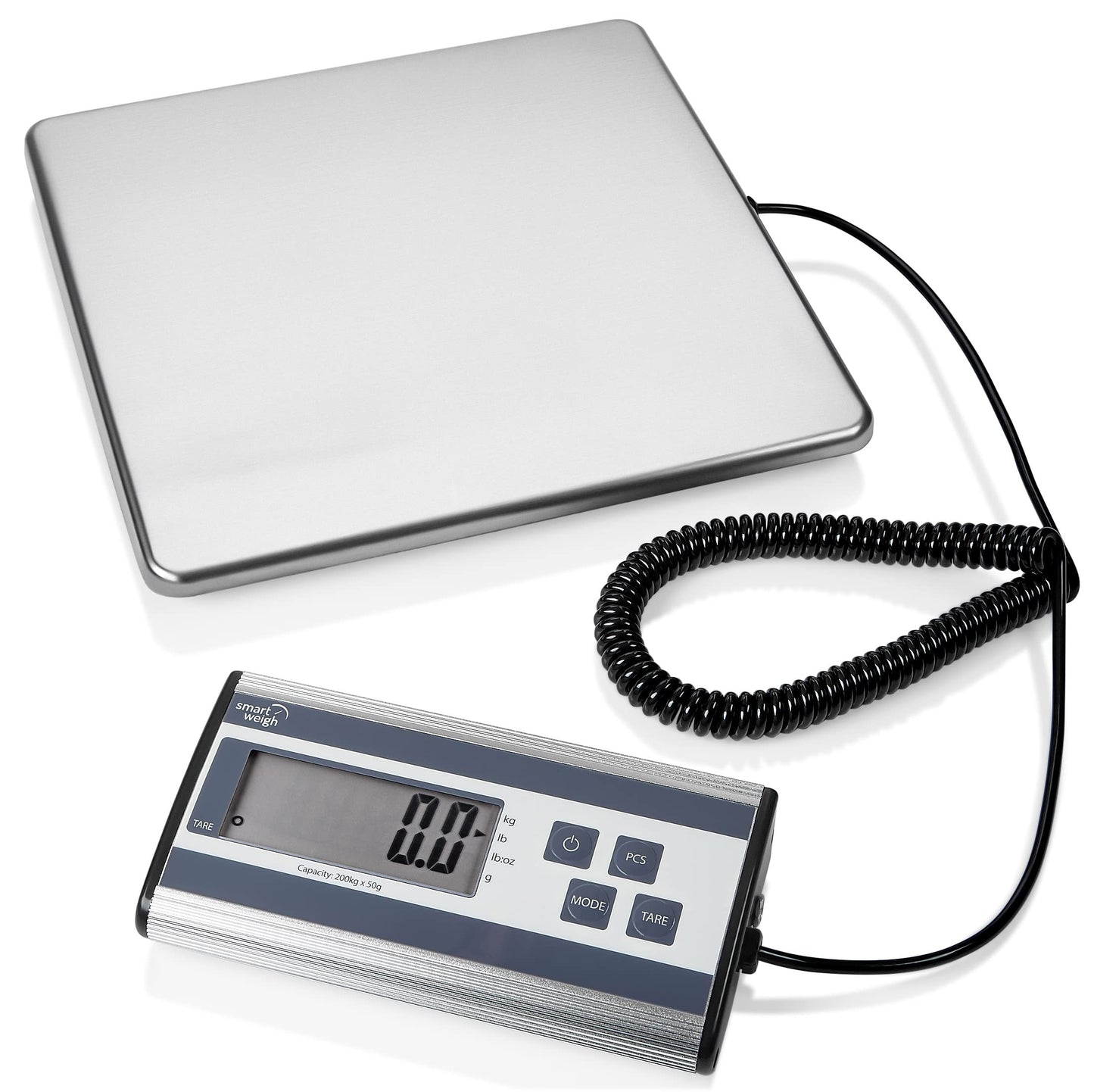 Smart Weigh Digital Heavy Duty Shipping and Postal Scale with Durable Stainless Steel Large Platform, 440 lbs Capacity x 6 oz Readability, UPS USPS Post Office Postal Scale and Luggage Scale