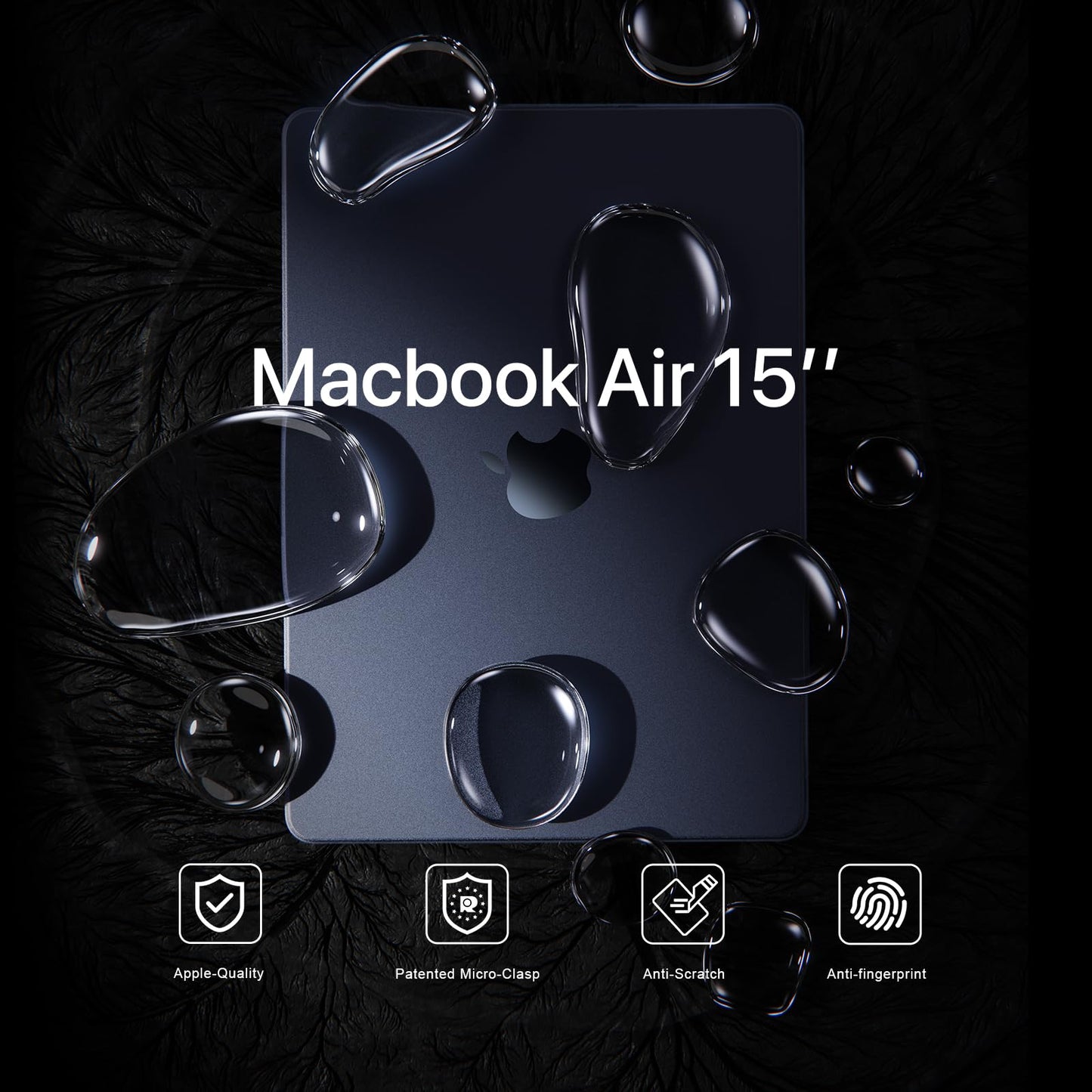 Compatible for MacBook Air 15 inch Case M5 M4-M2 2026 2025-2023 [100% Match Official Color] [Ultra Thin Armor] Protective Hard Shell Matte Cover for Laptop A3448 A3241 A3114 A2941 - Midnight Clear