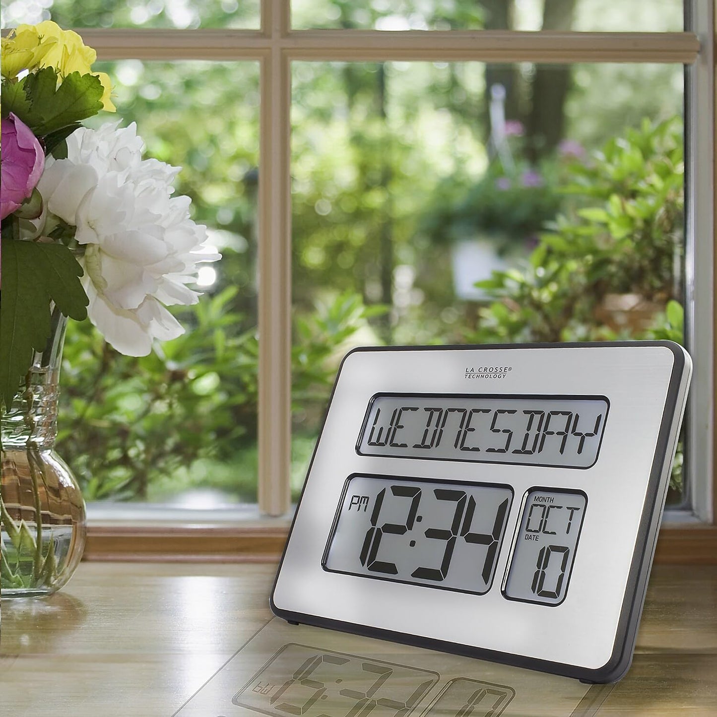 La Crosse Technology C86279 Atomic Full Calendar Clock with Extra Large Digits for The Elderly, 11.25 in. x 2.10 in. x 12.00 in.