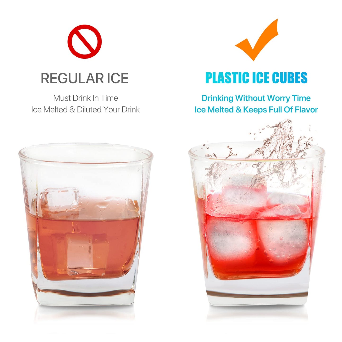 Reusable Ice Cubes for Drinks, 100 Pack Refreezable Plastic Ice Cubes BPA Free for Cocktails, Chills Drinks Without Diluting, Wine, Beer or Coffee Easy To Use